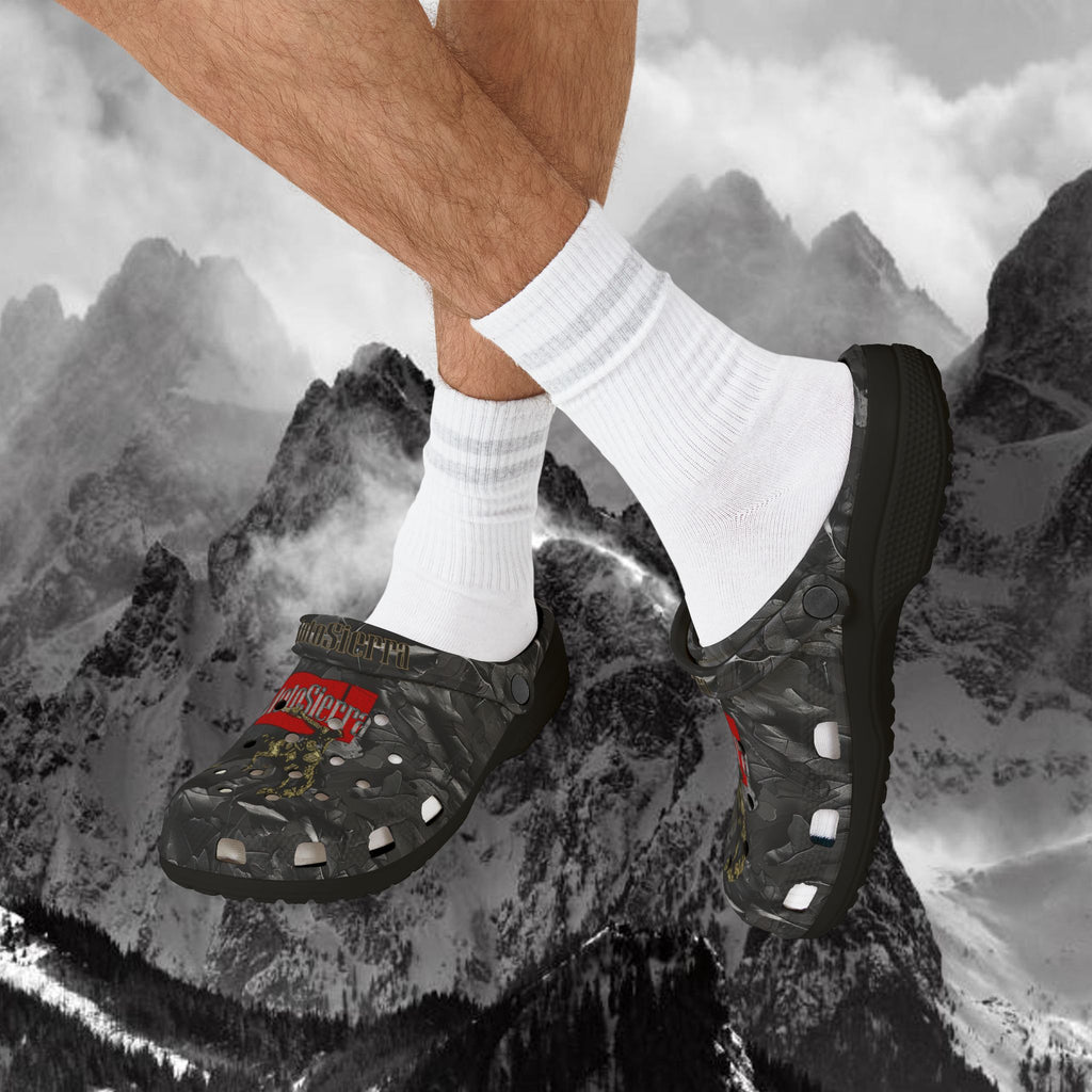 Warped Logo Leaf Pattern Foam Rubber Shoes