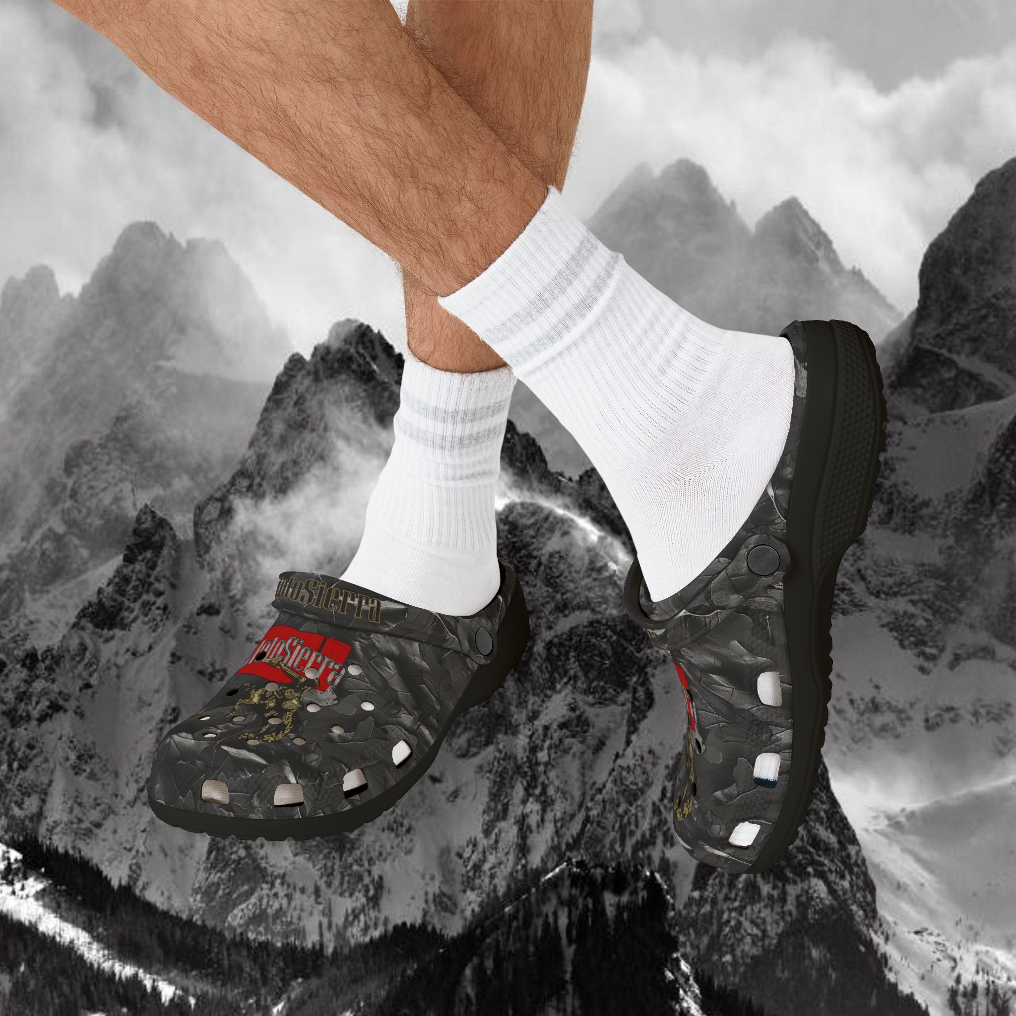 Warped Logo Leaf Pattern Foam Rubber Shoes