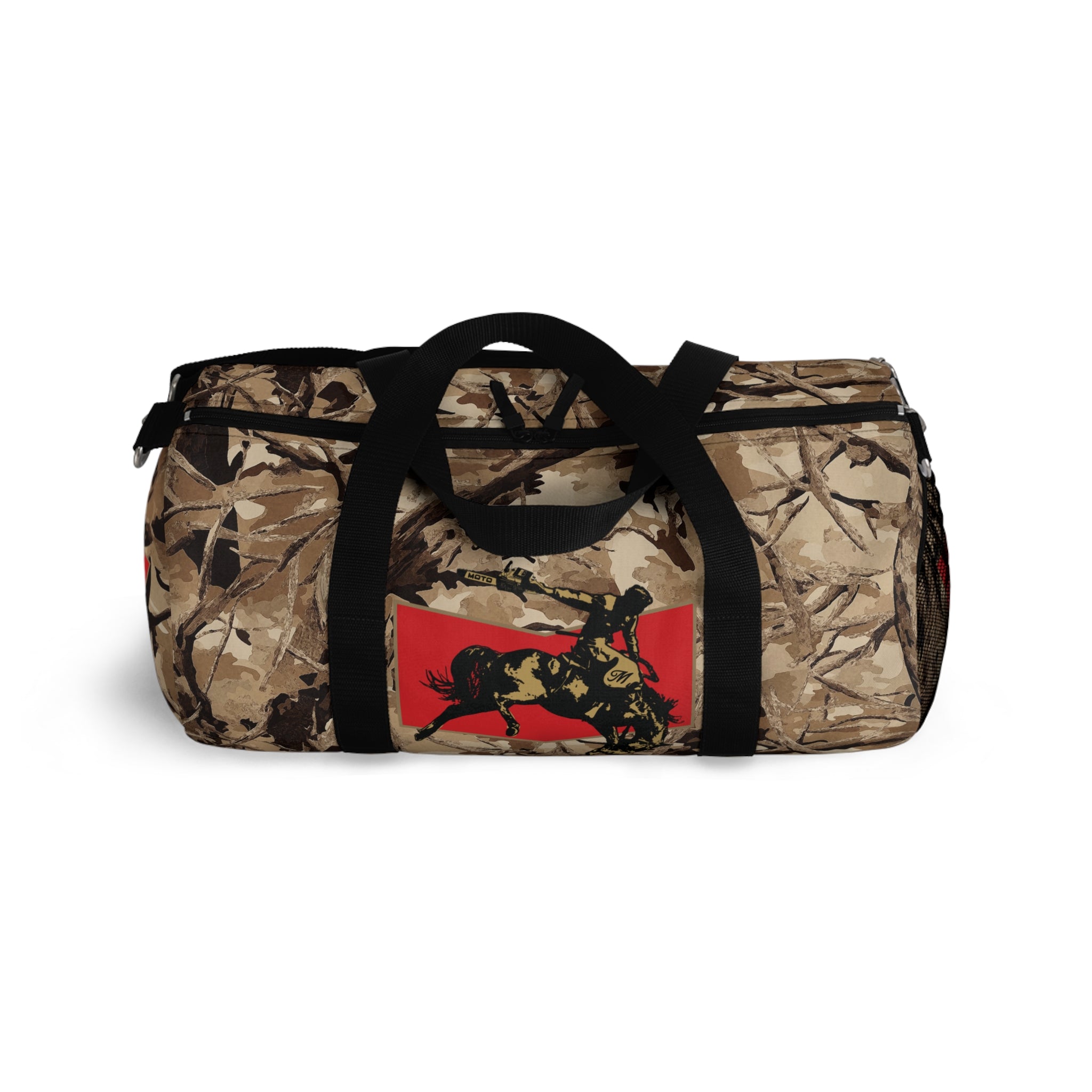 Desert Pattern Cowboy Logo Motosierra Adventure Duffel Bag - Perfect for Gym, Travel, Outdoor Activities, Gifts