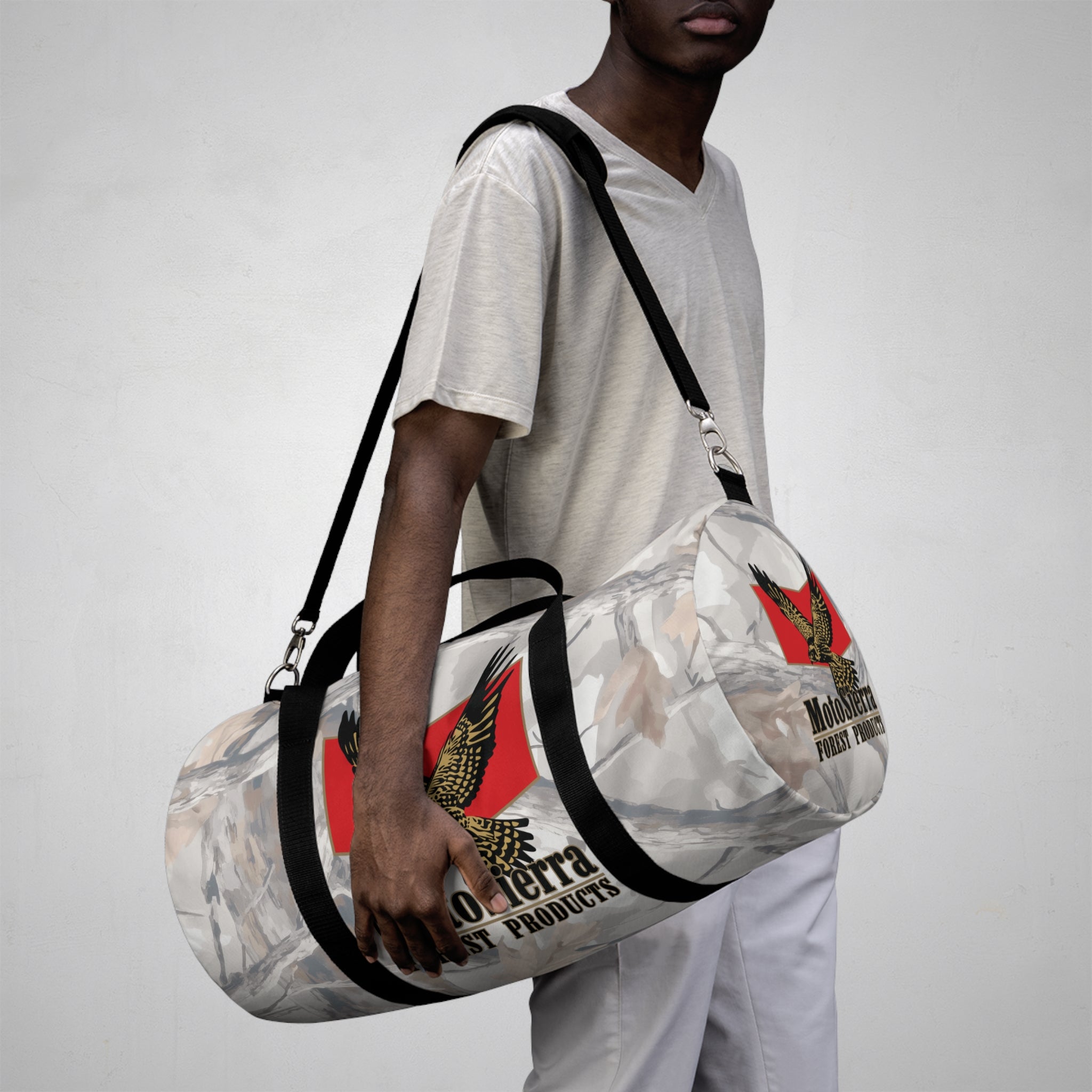 Kestrel Ghost Camo Logo Motosierra Adventure Duffel Bag - Perfect for Gym, Travel, Outdoor Activities, Weekend Getaway, Gifts