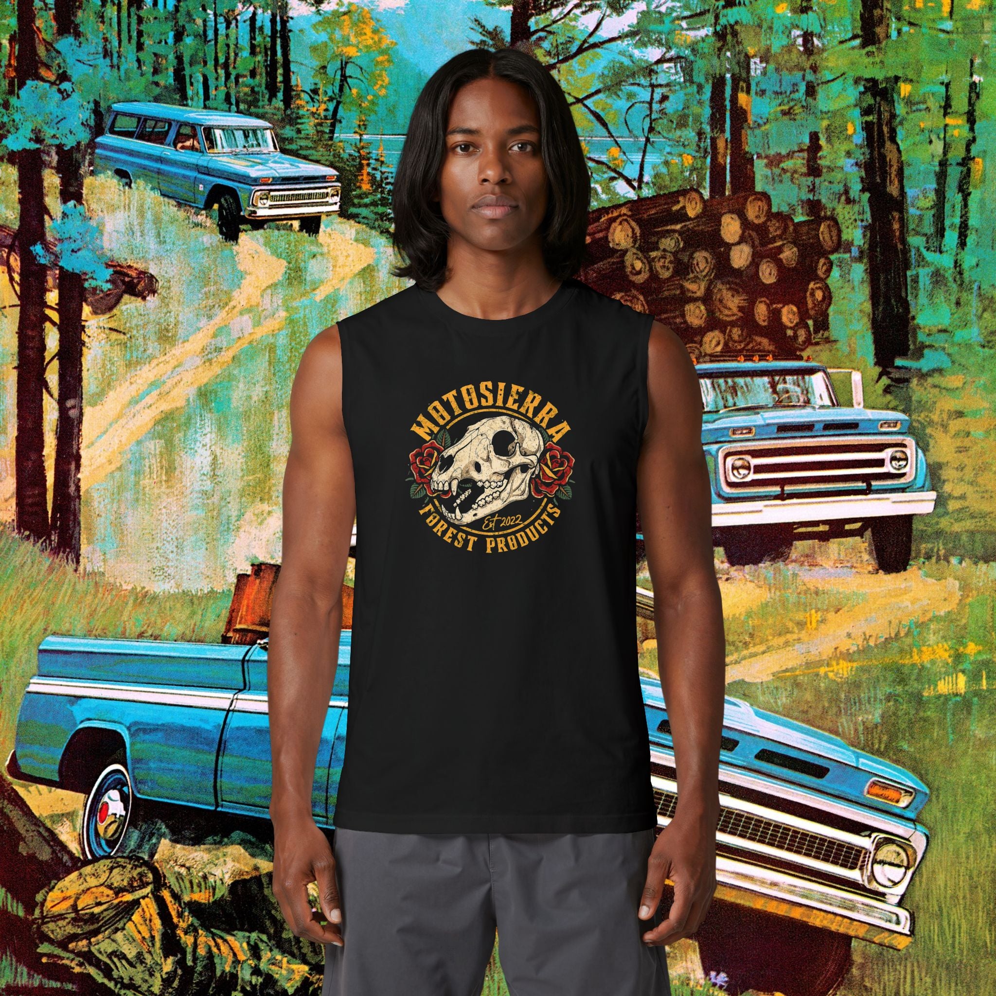 Bear Skull Distressed Logo Unisex Jersey Muscle Tank
