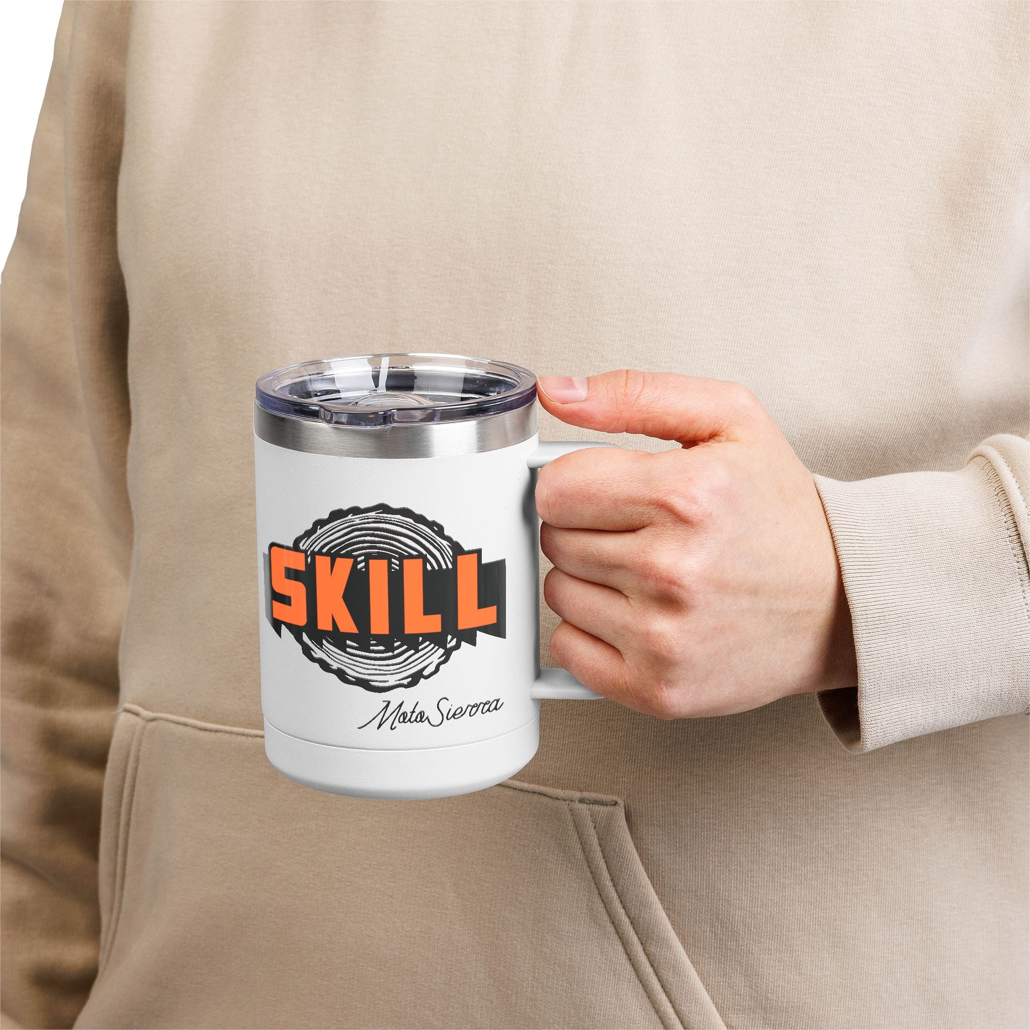 SKILL Coffee Mug Tumbler, Camping Gift, Coffee Lovers, Outdoors, Hiking Supplies, Travel Mug, Personalized Gifts