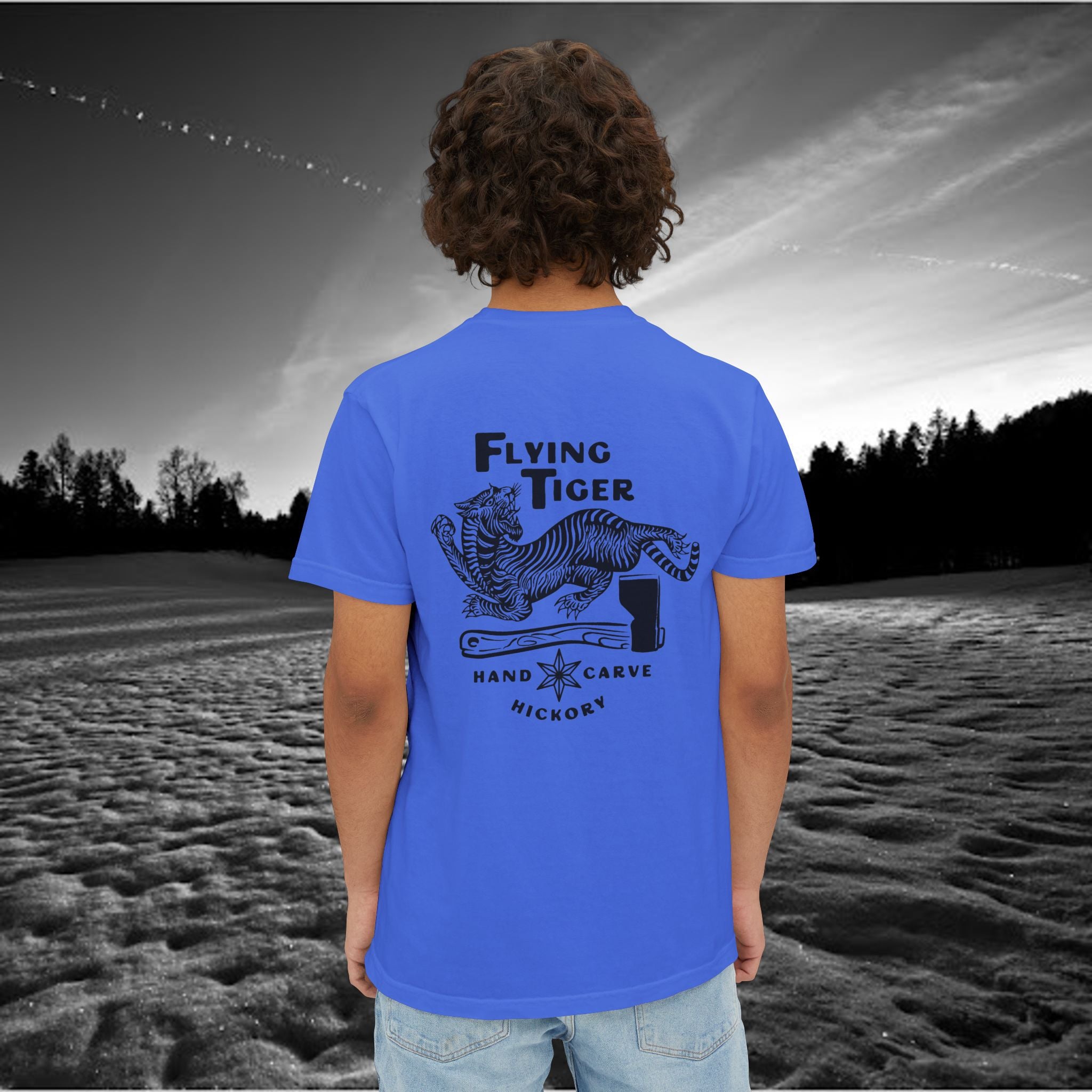 Flying Tiger Axe Handles Unisex Garment-Dyed Pocket T-Shirt