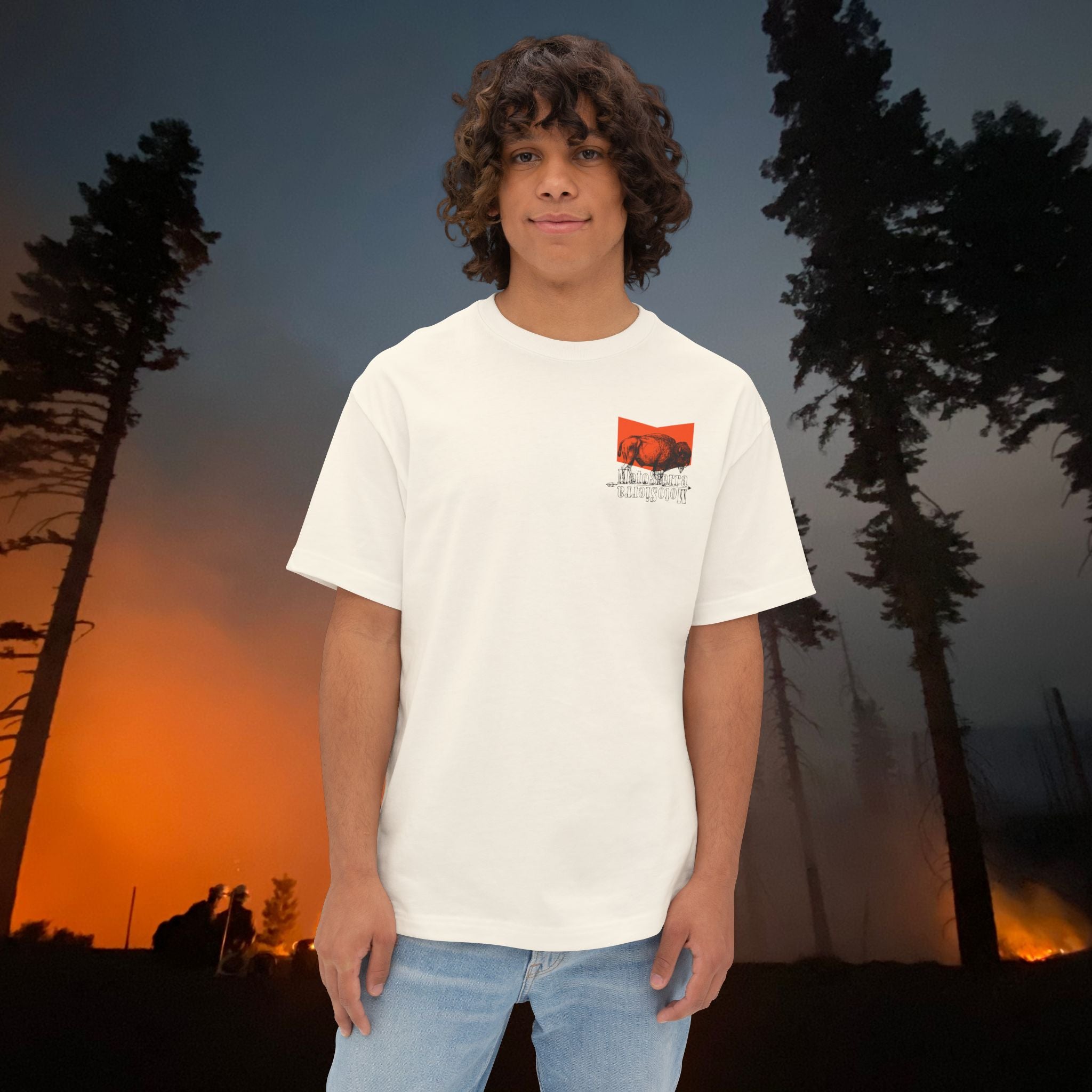 Orange Bison Logo Unisex Oversized Boxy Tee