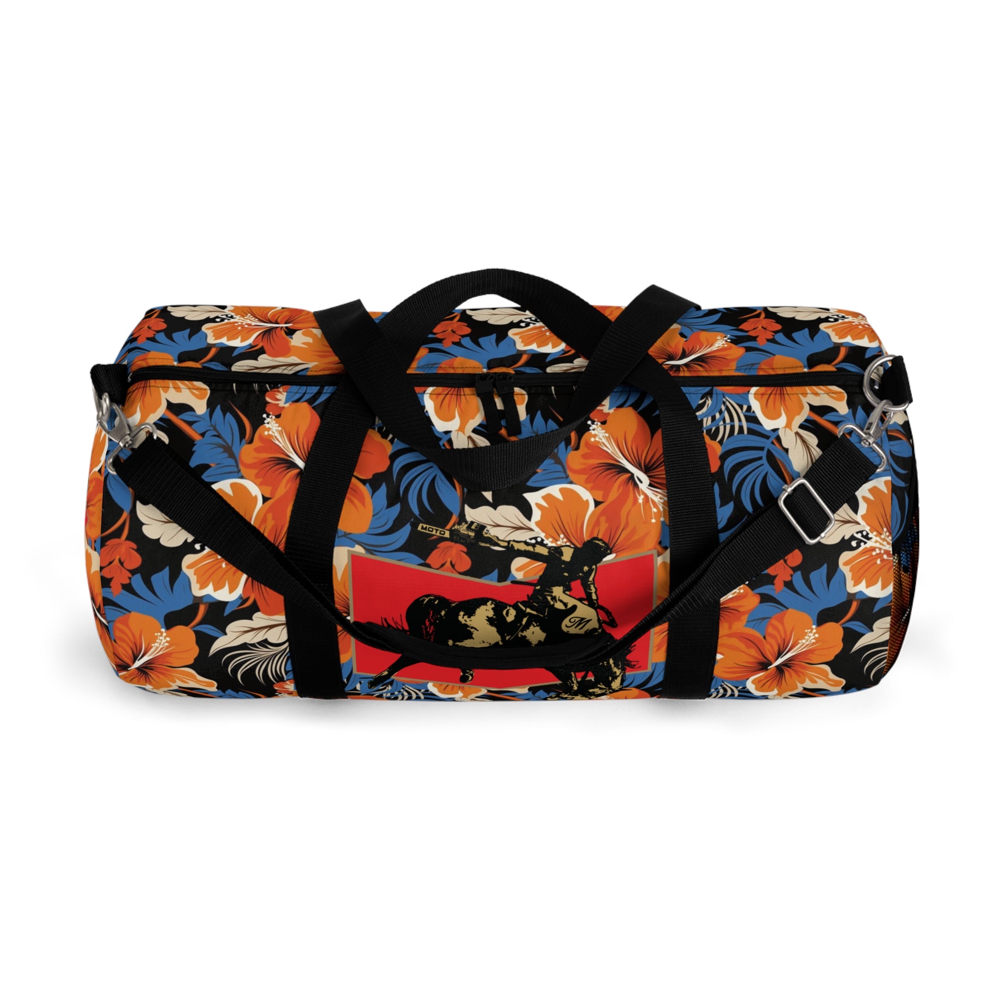 Hawaiian Pattern Cowboy Logo Motosierra Adventure Duffel Bag - Perfect for Gym, Travel, Outdoor Activities, Gifts