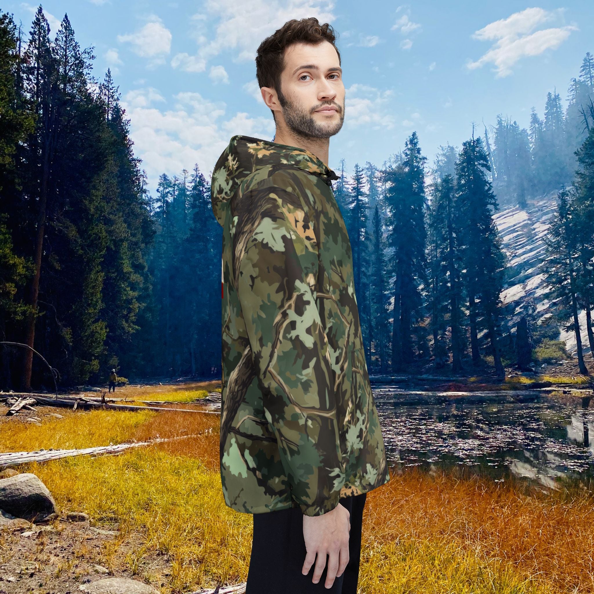 1. Green Camo Windbreaker Jacket | Outdoorsy Style, Hiking Gear, Adventure Apparel, Nature Lover's Jacket, Trendy Water-Resistant Fashion