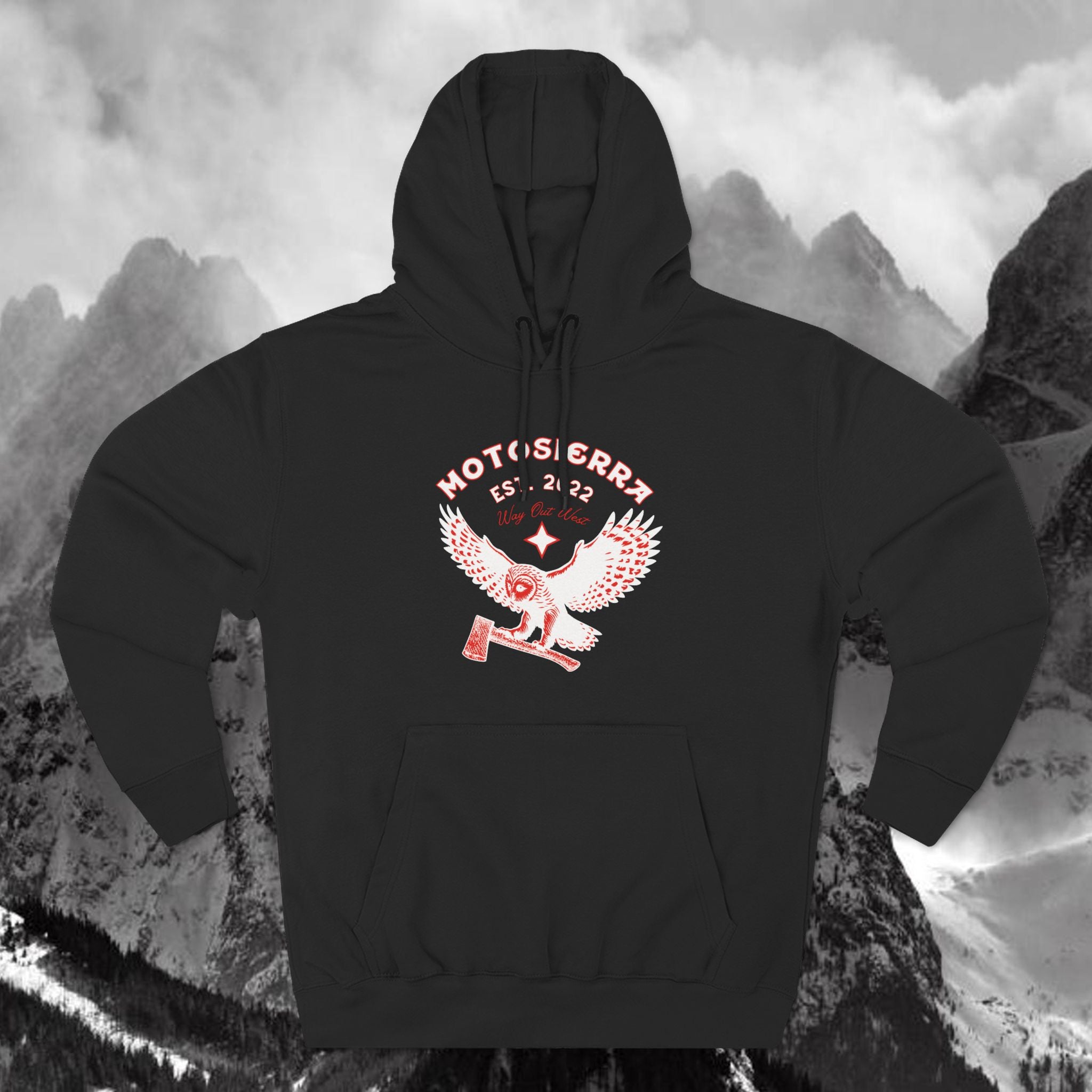 Red Staple Three-Panel Fleece Hoodie