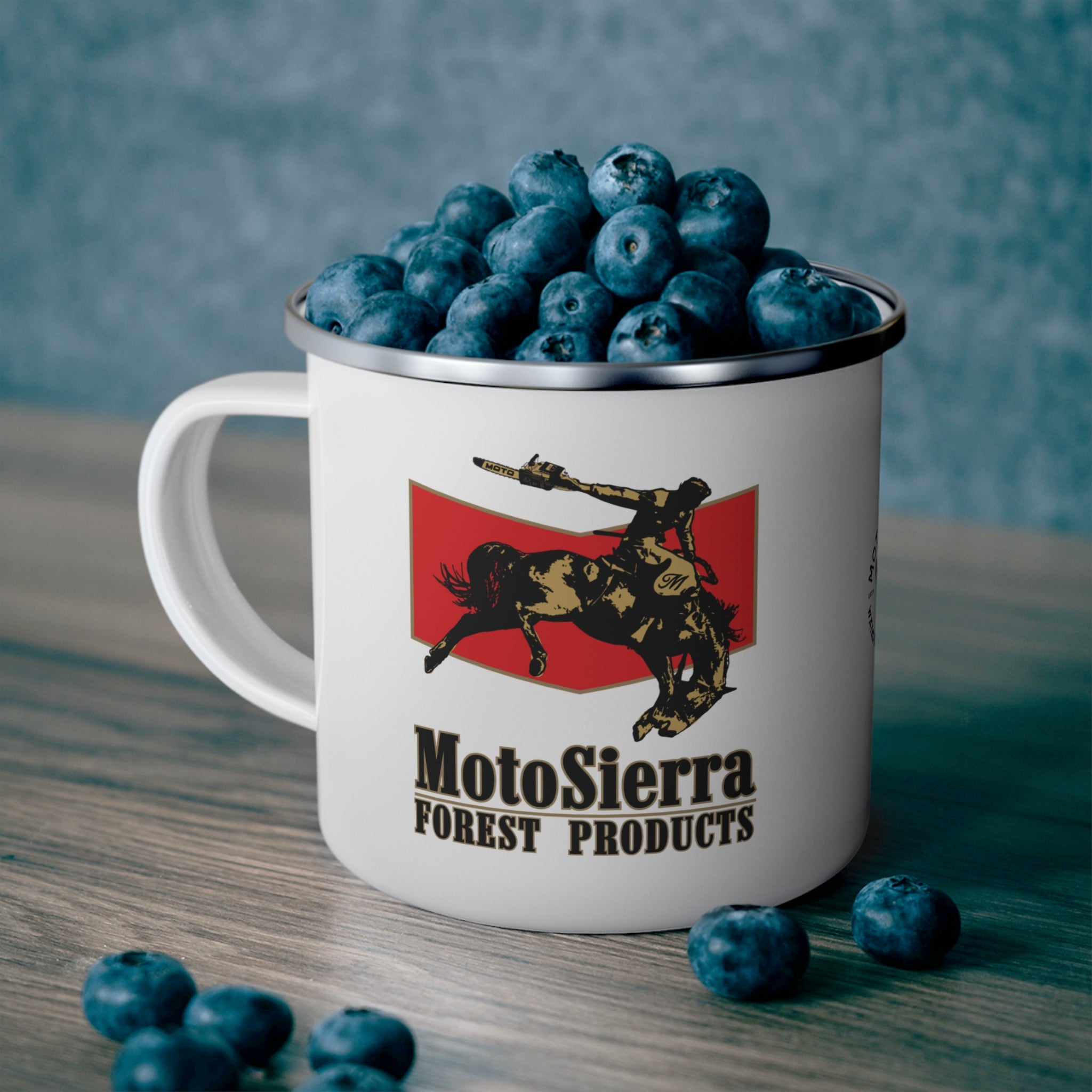 Moto Cowboy Enamel Camping Mug