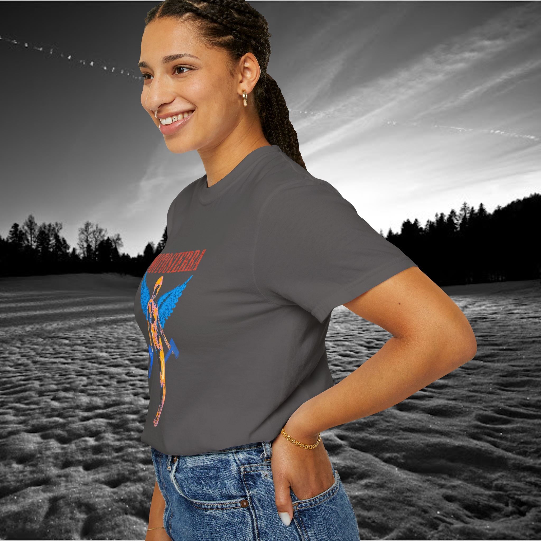 Aberdeen Garment-Dyed T-Shirt with Artistic Print, Casual Wear, Unique Gift, Graphic Tee