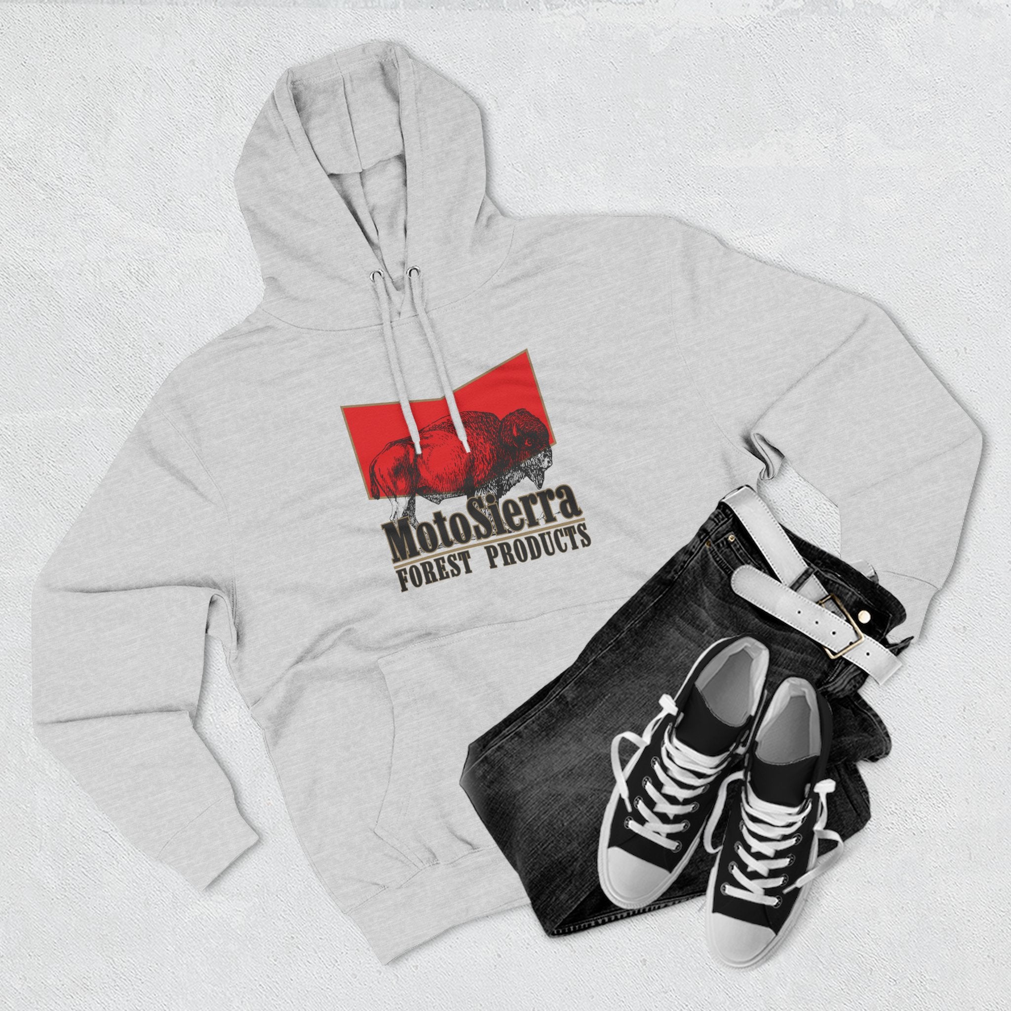 Red Tab Buffalo Three-Panel Fleece Hoodie