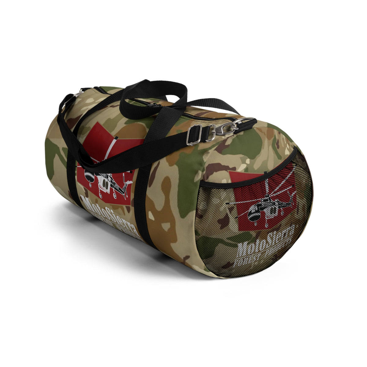 High Desert Camo Crane Logo Motosierra Adventure Duffel Bag - Perfect for Gym, Travel, Outdoor Activities, Weekend Getaway, Gifts