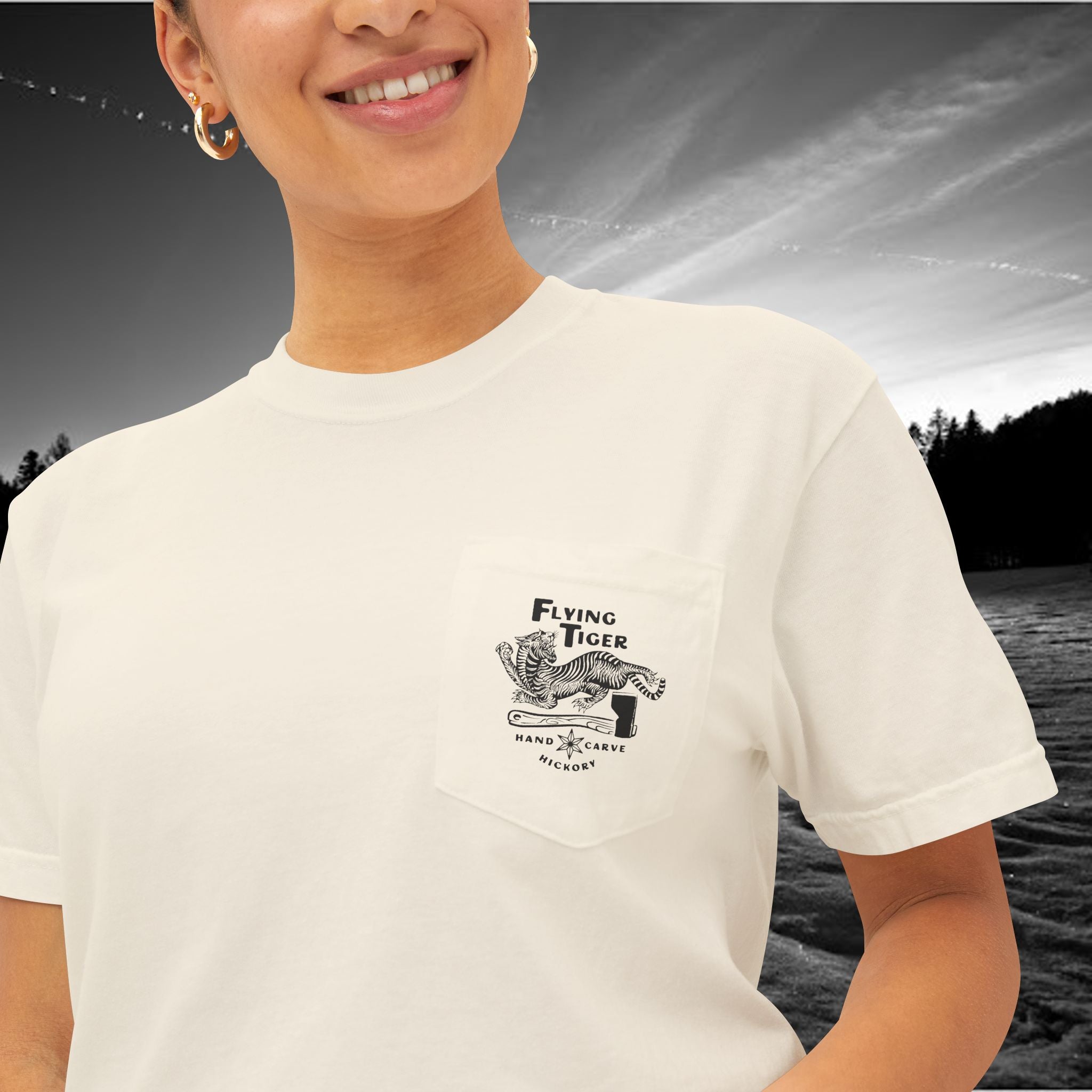 Flying Tiger Axe Handles Unisex Garment-Dyed Pocket T-Shirt