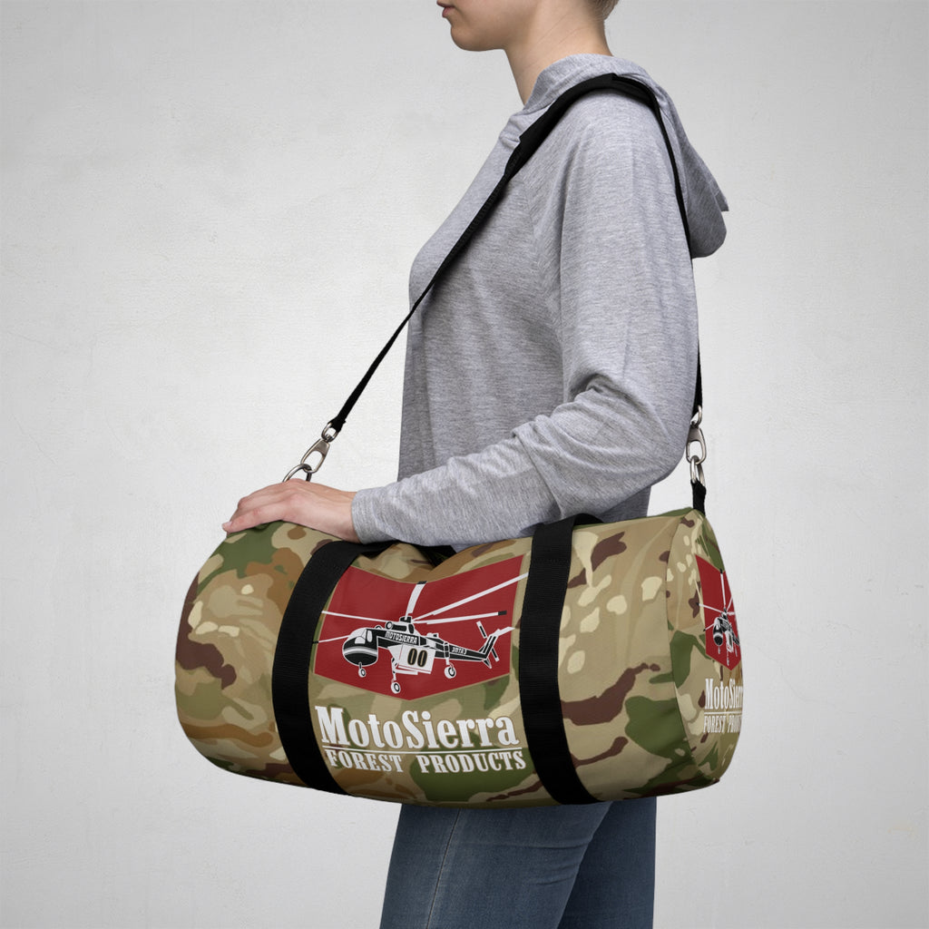 High Desert Camo Crane Logo Motosierra Adventure Duffel Bag - Perfect for Gym, Travel, Outdoor Activities, Weekend Getaway, Gifts