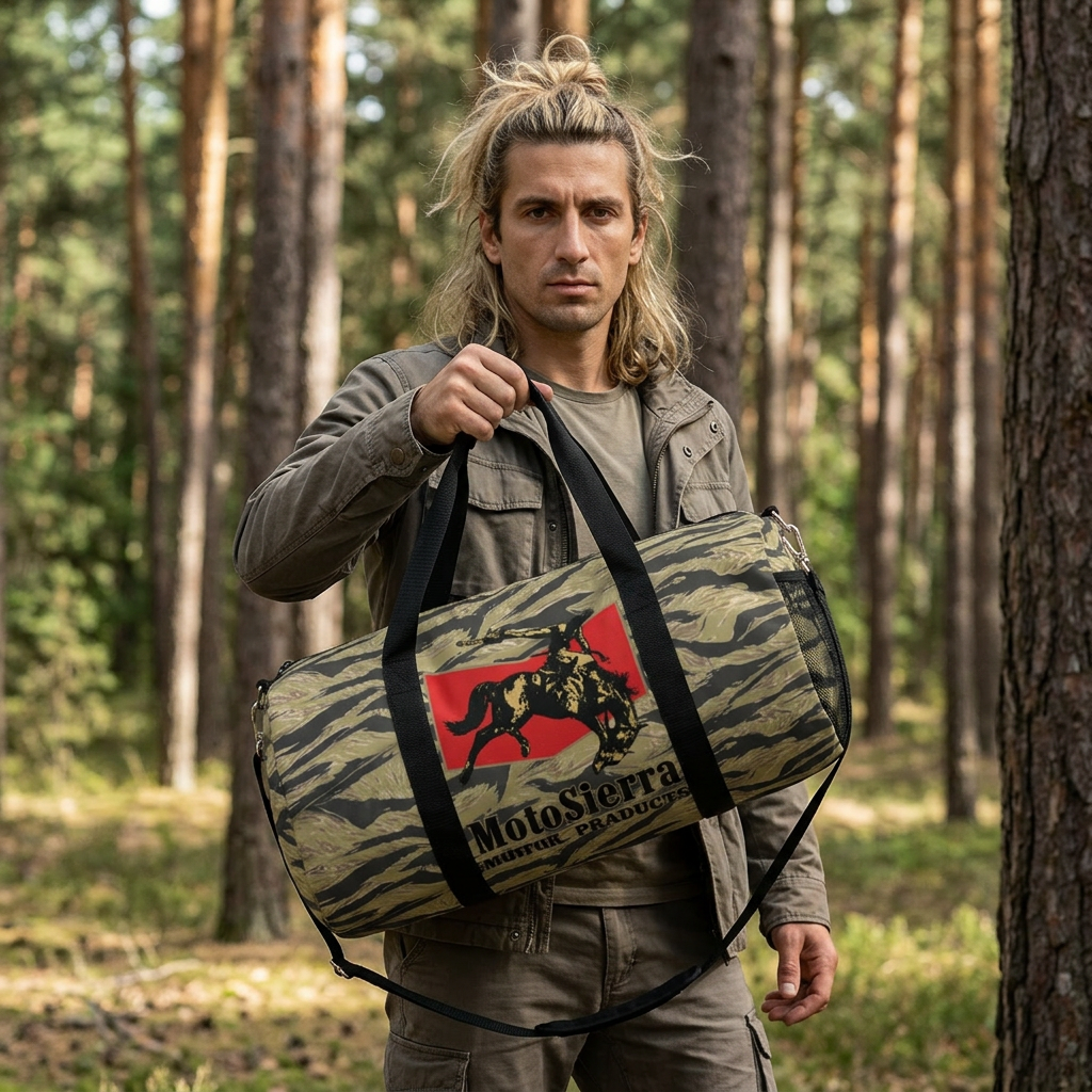 Gold Tiger Cowboy Logo Motosierra Adventure Duffel Bag
