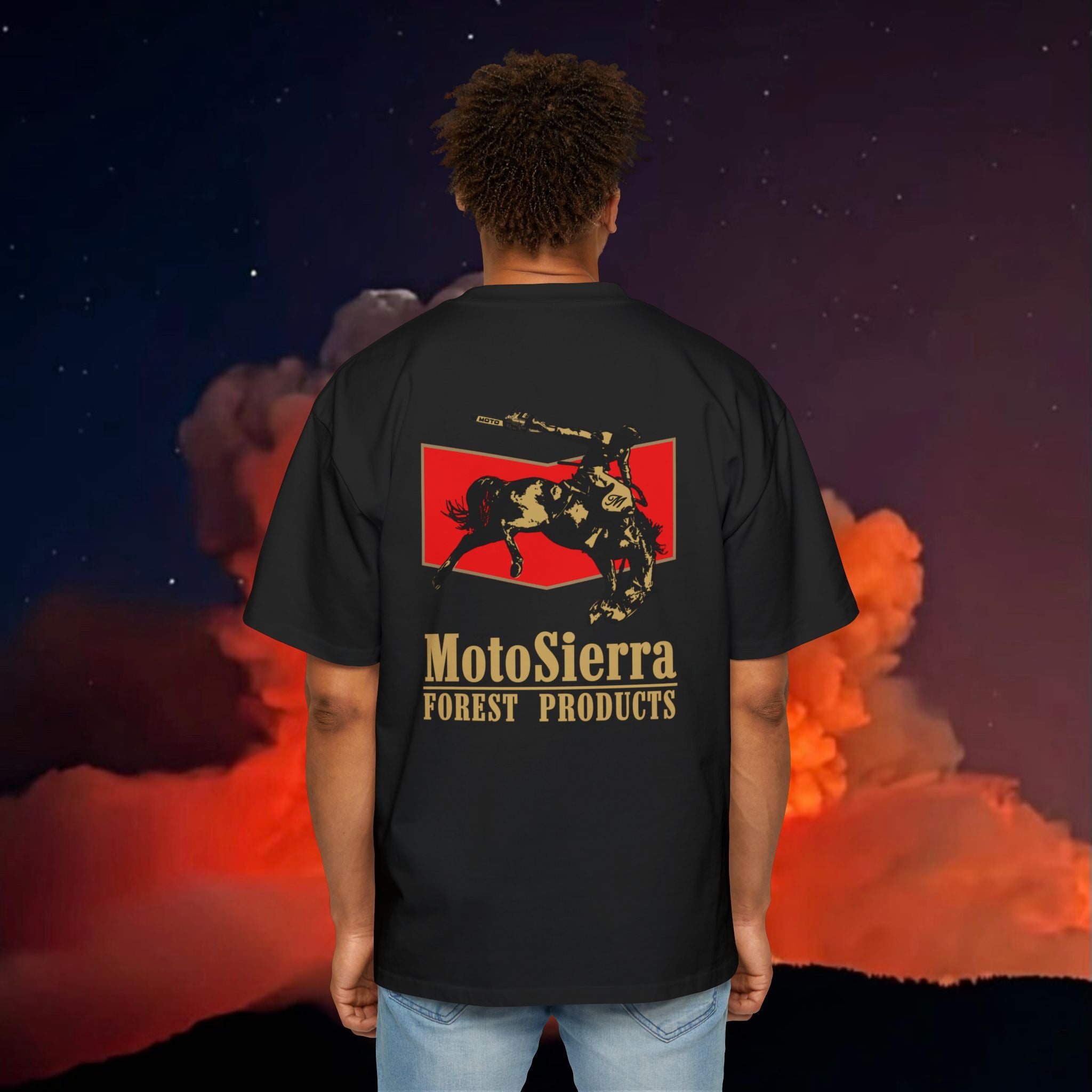 U.S. Shipping Cowboy Logo Men's Heavy Oversized Tee
