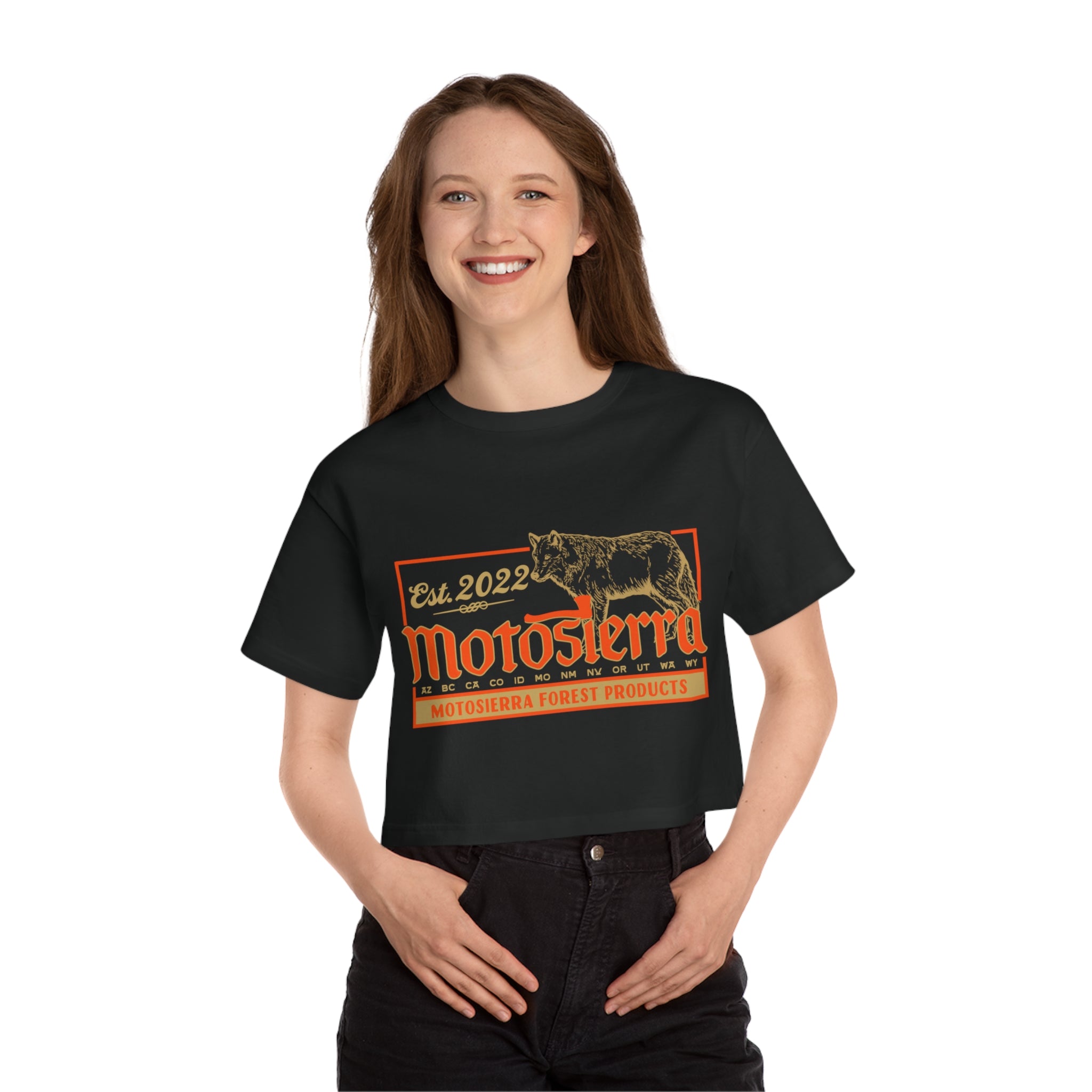 Wolf Champion Women's Heritage Cropped T-Shirt - Motosierra Forest Products Tee
