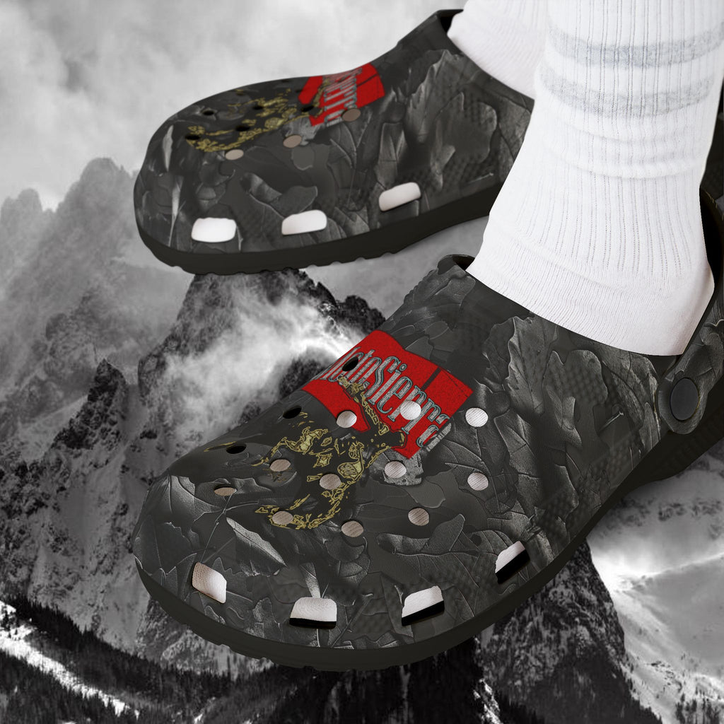 Warped Logo Leaf Pattern Foam Rubber Shoes