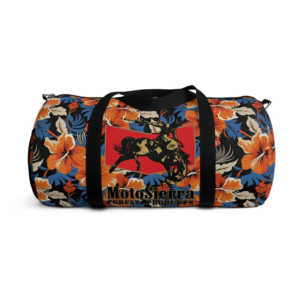 Hawaiian Pattern Cowboy Logo Motosierra Adventure Duffel Bag - Perfect for Gym, Travel, Outdoor Activities, Gifts