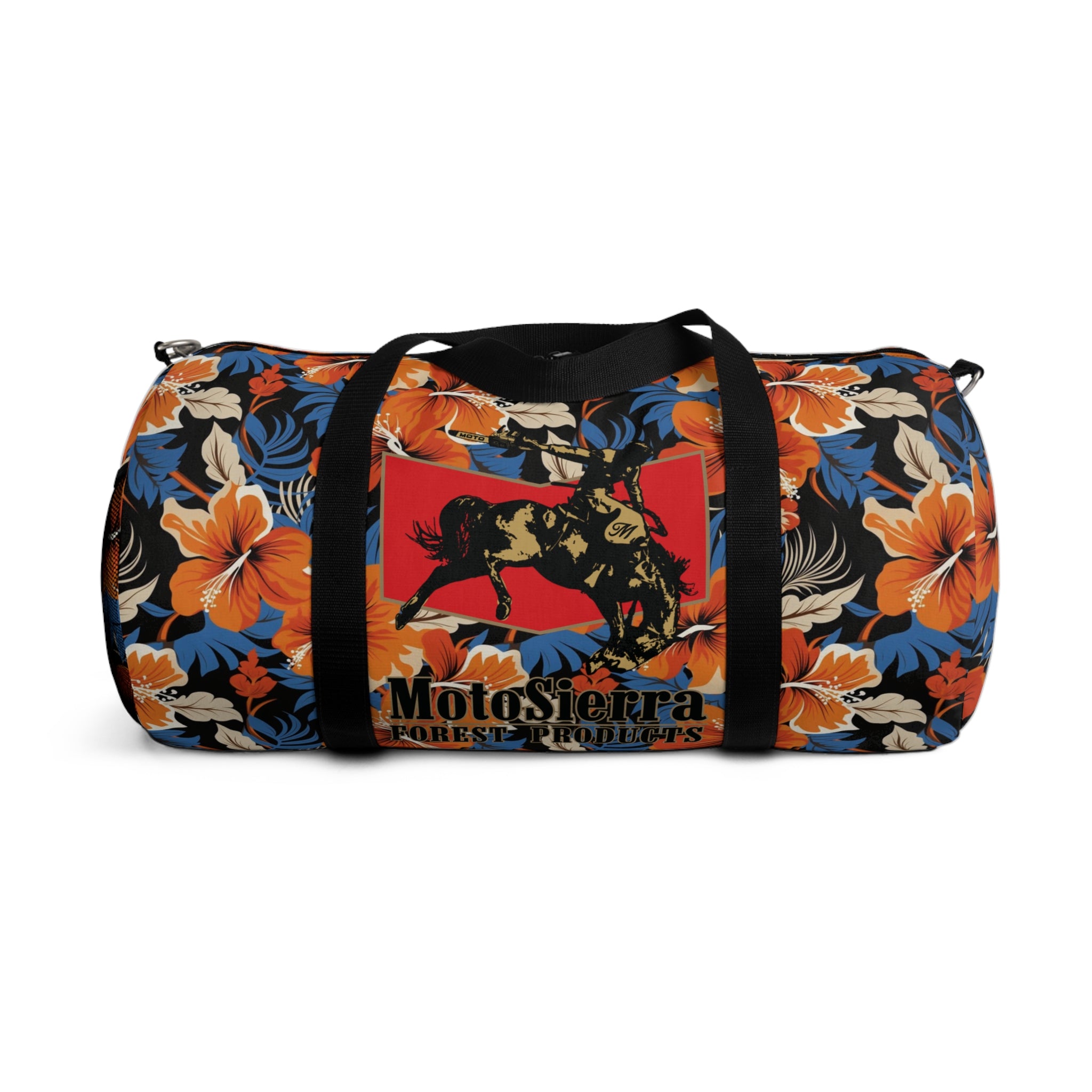 Hawaiian Pattern Cowboy Logo Motosierra Adventure Duffel Bag - Perfect for Gym, Travel, Outdoor Activities, Gifts