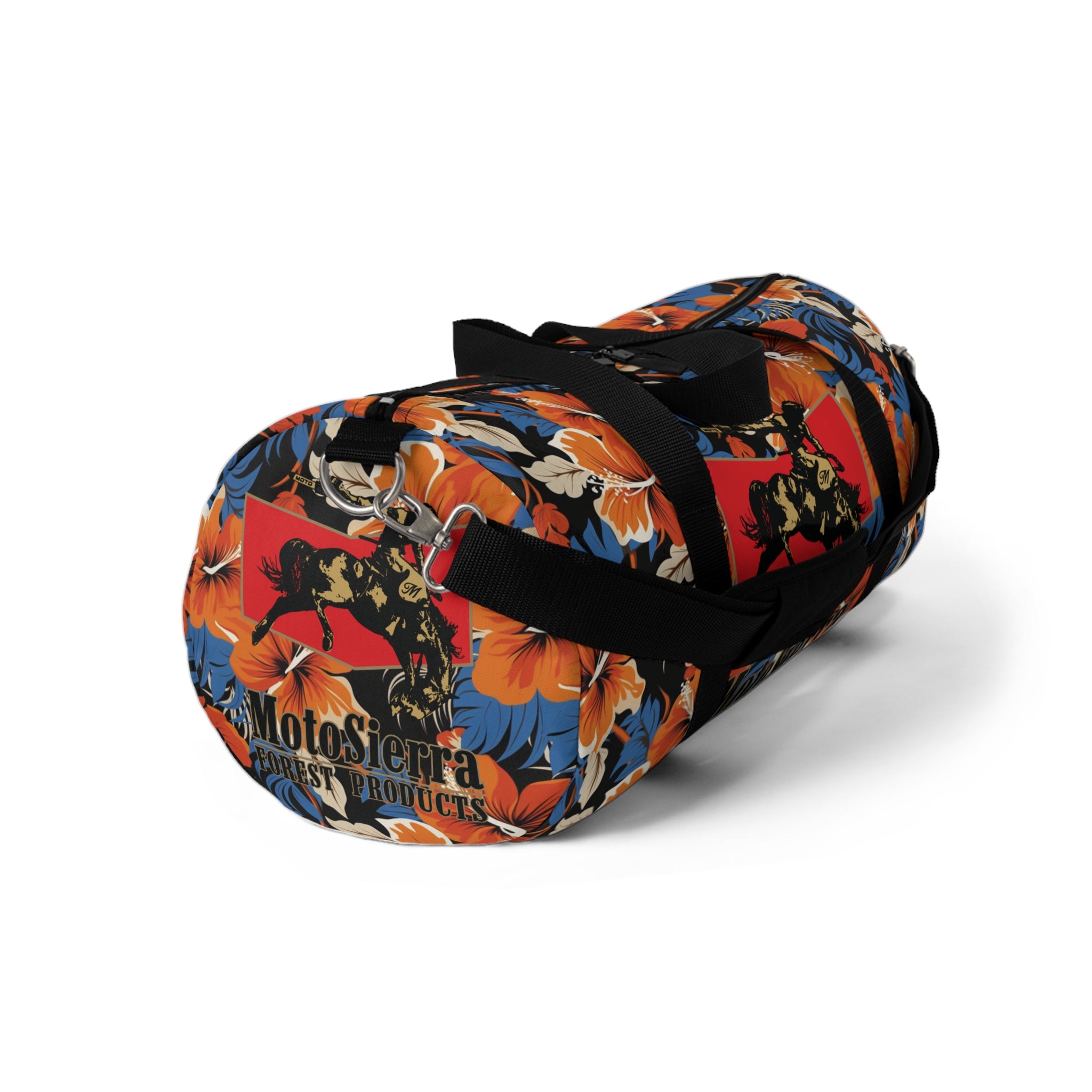 Hawaiian Pattern Cowboy Logo Motosierra Adventure Duffel Bag - Perfect for Gym, Travel, Outdoor Activities, Gifts