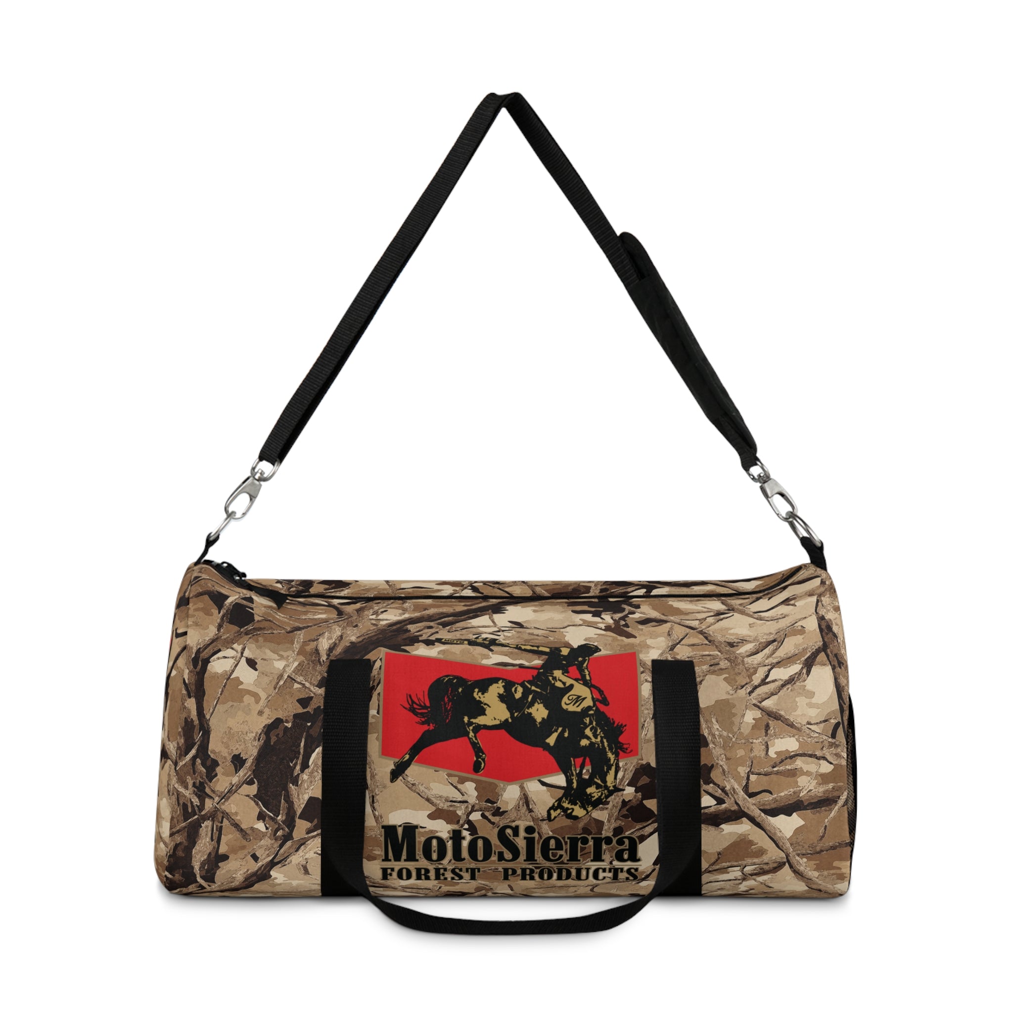 Desert Pattern Cowboy Logo Motosierra Adventure Duffel Bag - Perfect for Gym, Travel, Outdoor Activities, Gifts
