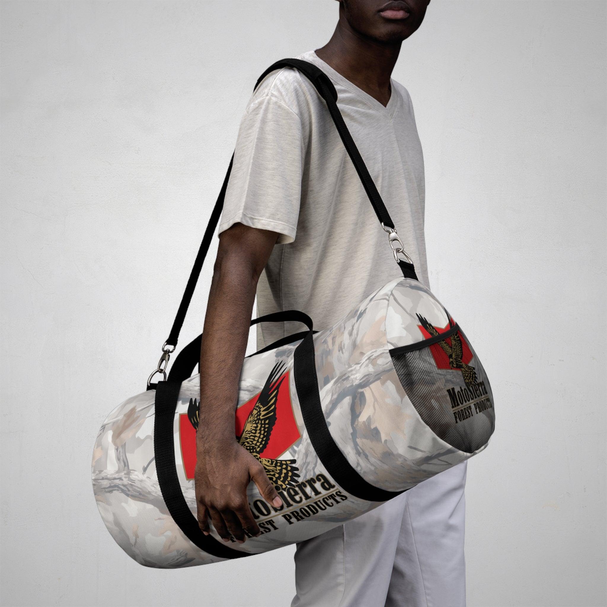 Kestrel Ghost Camo Logo Motosierra Adventure Duffel Bag - Perfect for Gym, Travel, Outdoor Activities, Weekend Getaway, Gifts