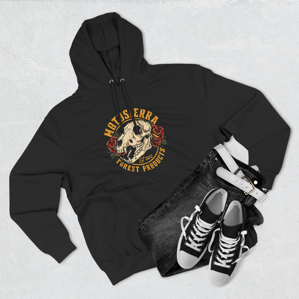 Distressed Bear Skull Three-Panel Fleece Hoodie