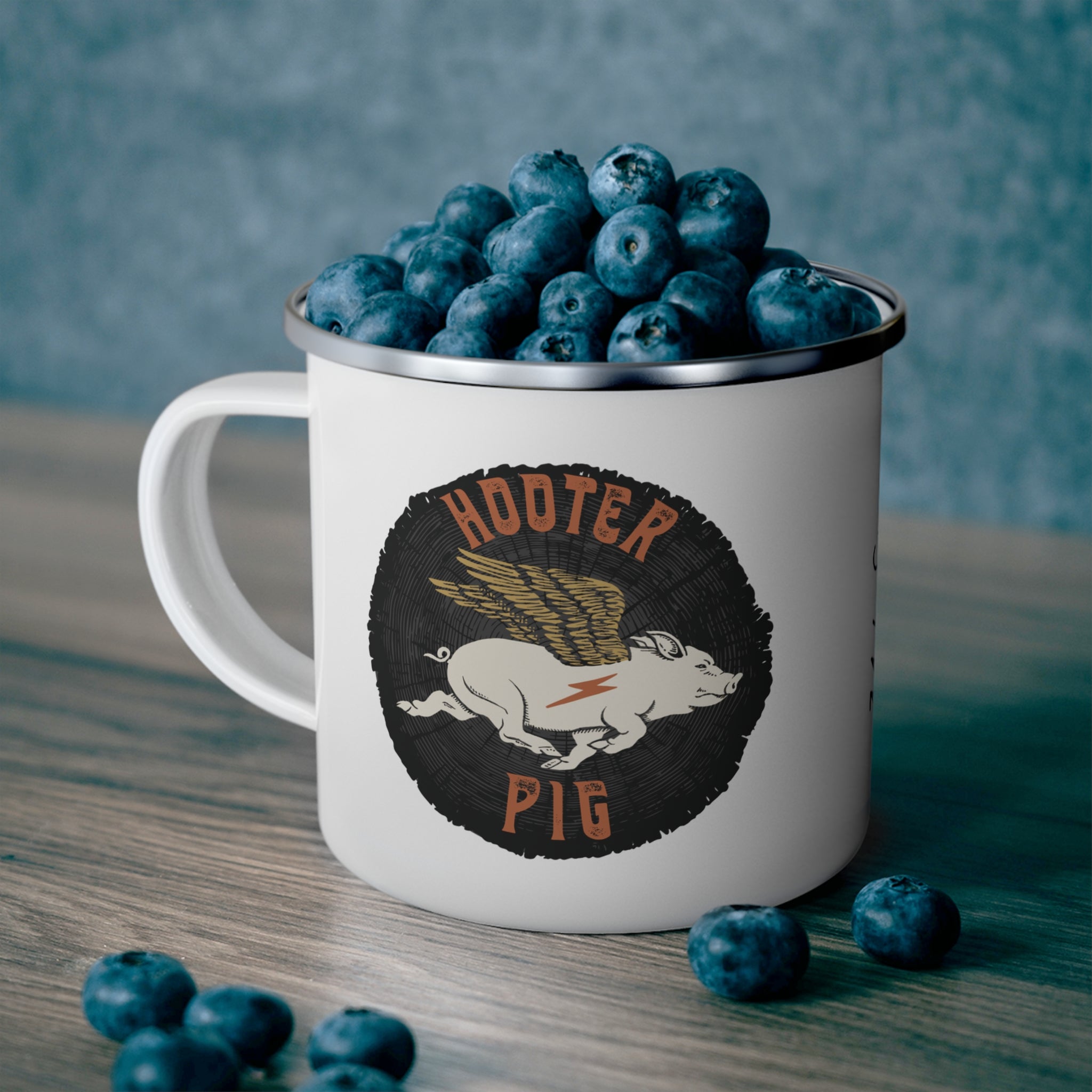 Hooterpig Enamel Camping Mug