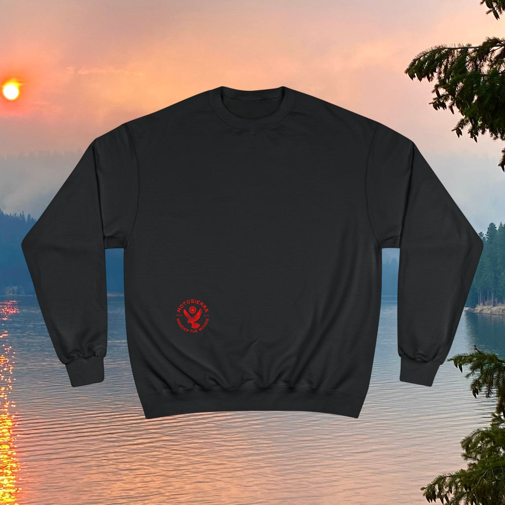 Offset Logo Champion Sweatshirt, Cozy Outdoor Apparel, Gift for Nature Lovers, Hiking and Camping Gear, Comfortable Layers