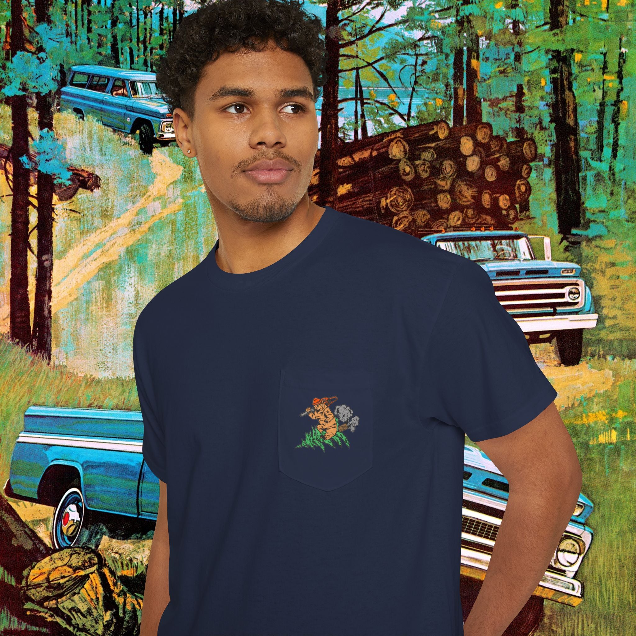 Rocket Bear Unisex Heavy Cotton Pocket Tee