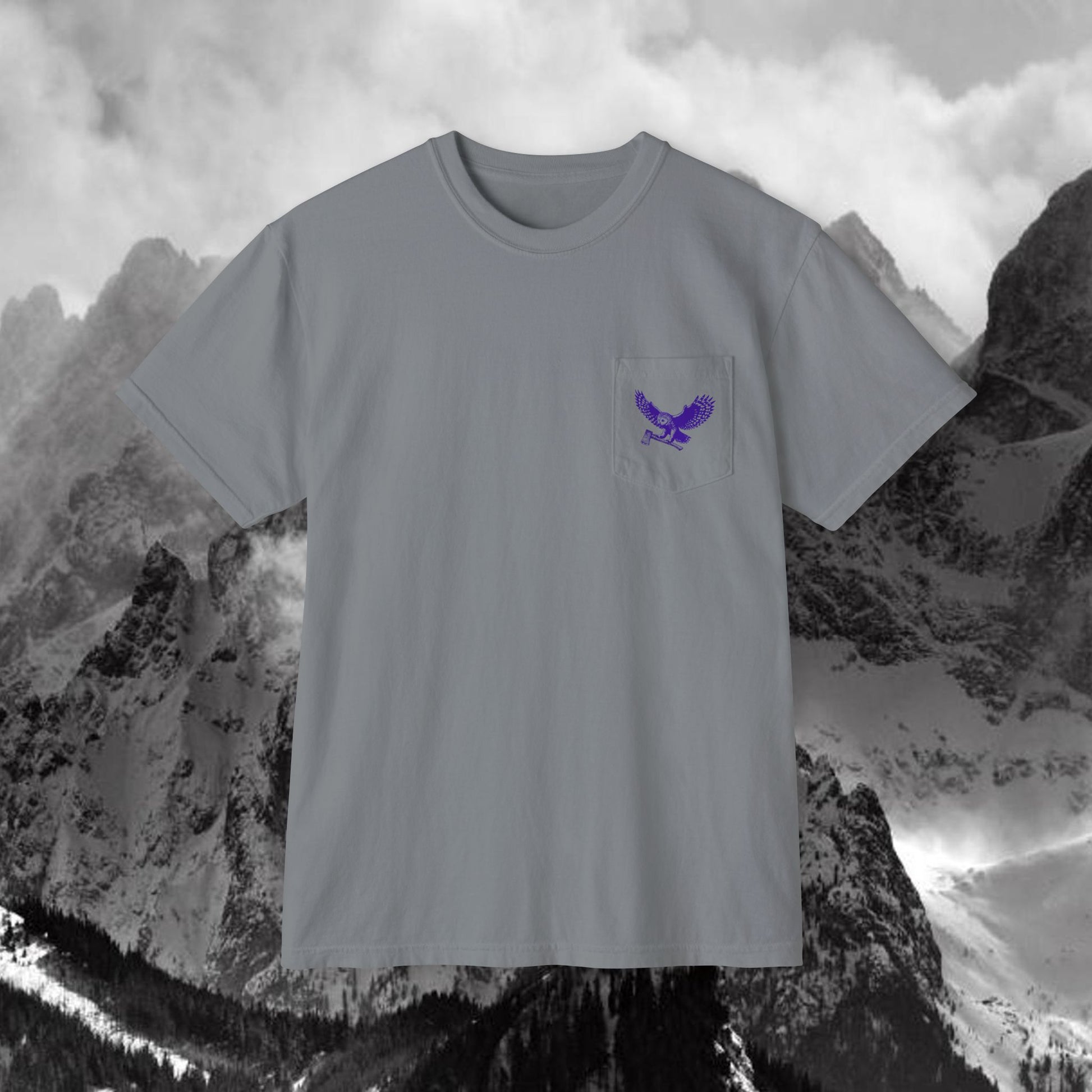 Blue Owl Logo  Garment Dyed Pocket T