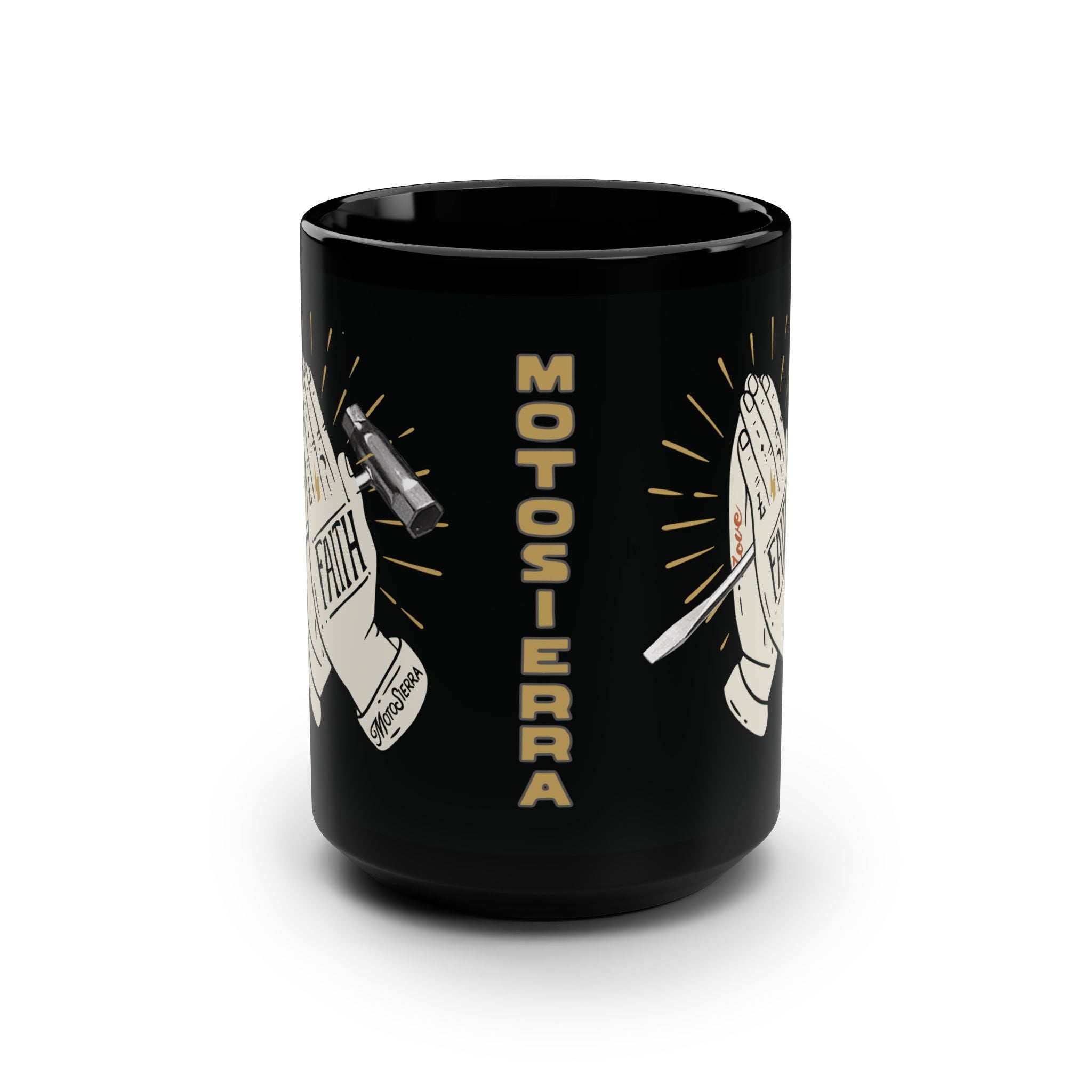 Faith Scrench Black Mug, 15oz