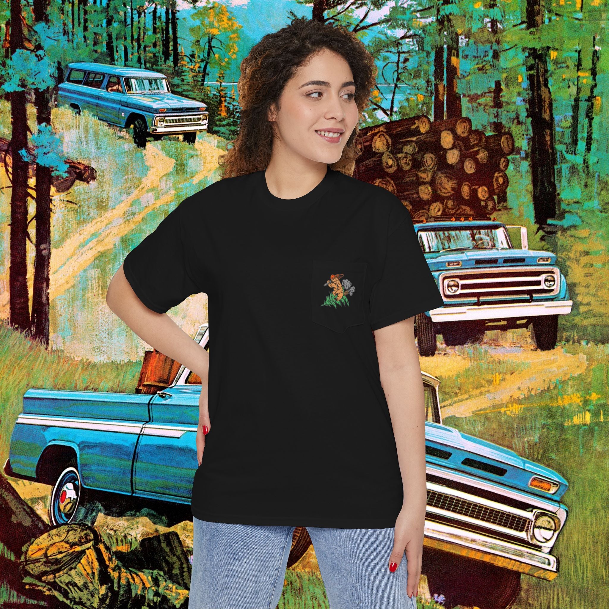 Rocket Bear Unisex Heavy Cotton Pocket Tee