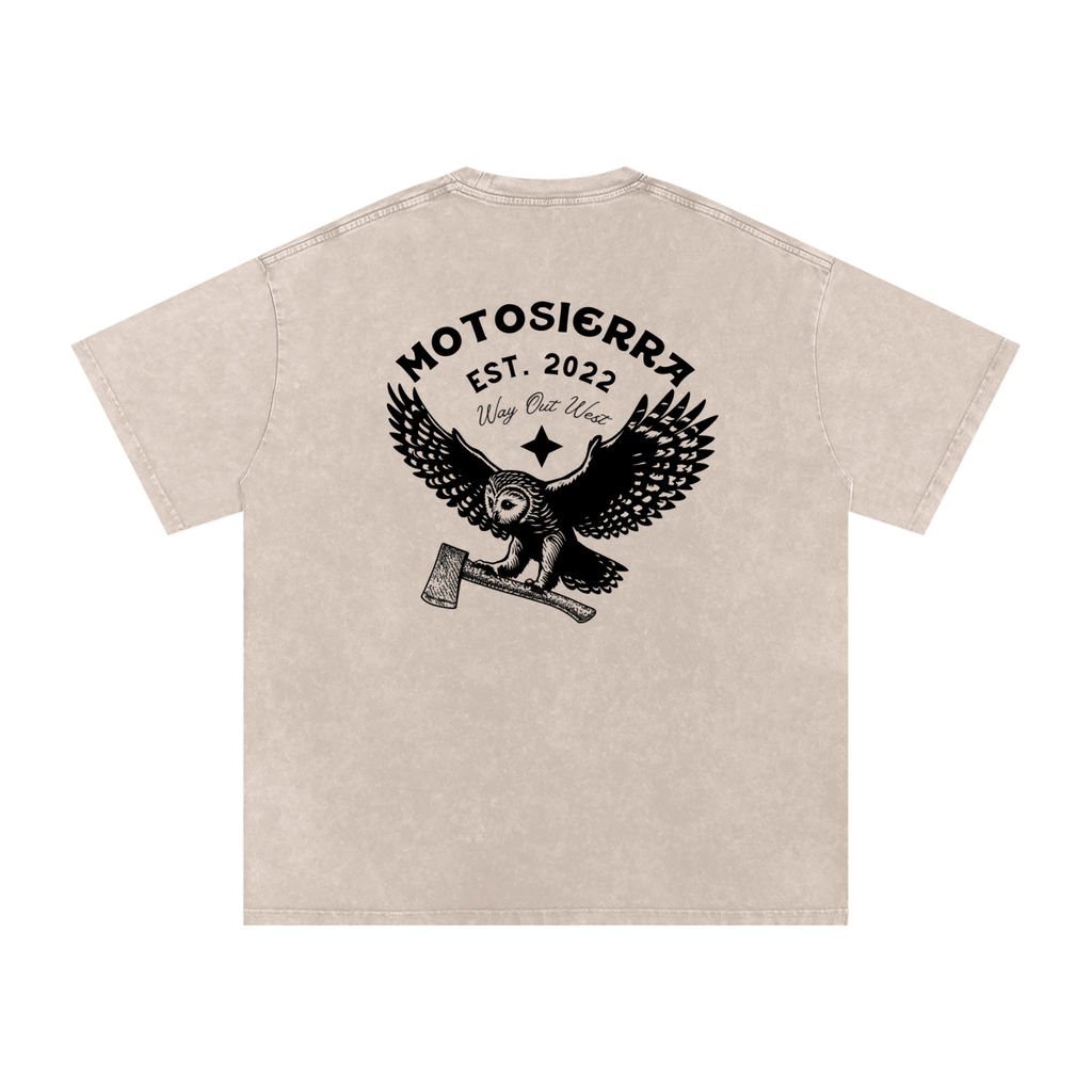 Owl Logo Snow Washed Oversized Cotton T-Shirt