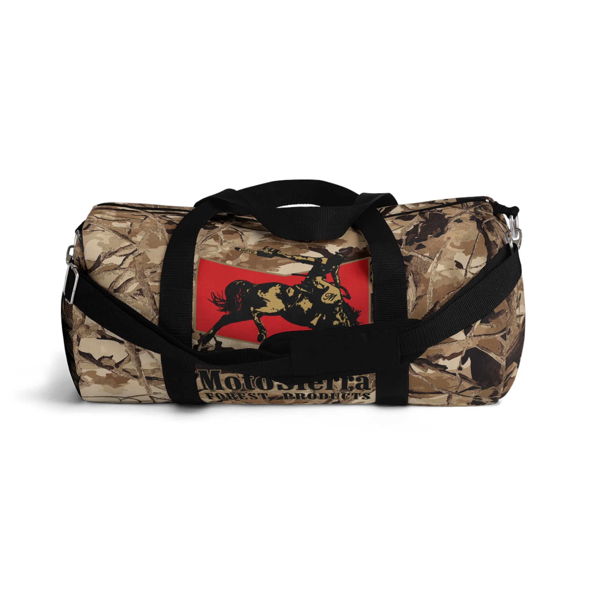 Desert Pattern Cowboy Logo Motosierra Adventure Duffel Bag - Perfect for Gym, Travel, Outdoor Activities, Gifts
