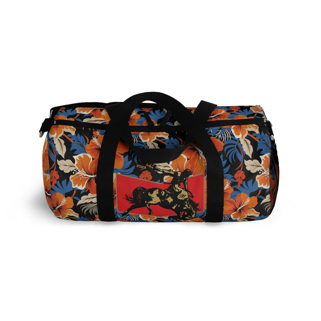 Hawaiian Pattern Cowboy Logo Motosierra Adventure Duffel Bag - Perfect for Gym, Travel, Outdoor Activities, Gifts