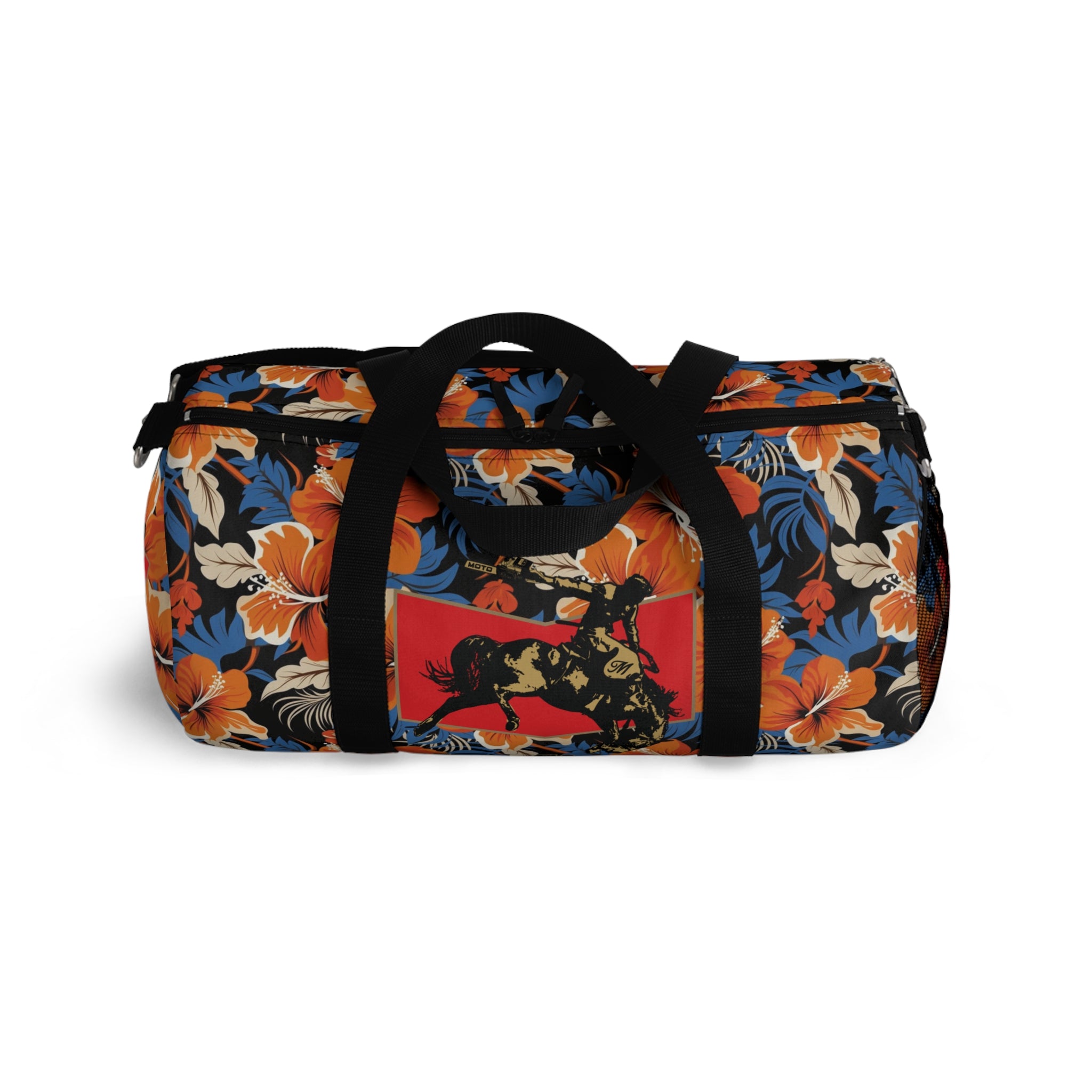 Hawaiian Pattern Cowboy Logo Motosierra Adventure Duffel Bag - Perfect for Gym, Travel, Outdoor Activities, Gifts