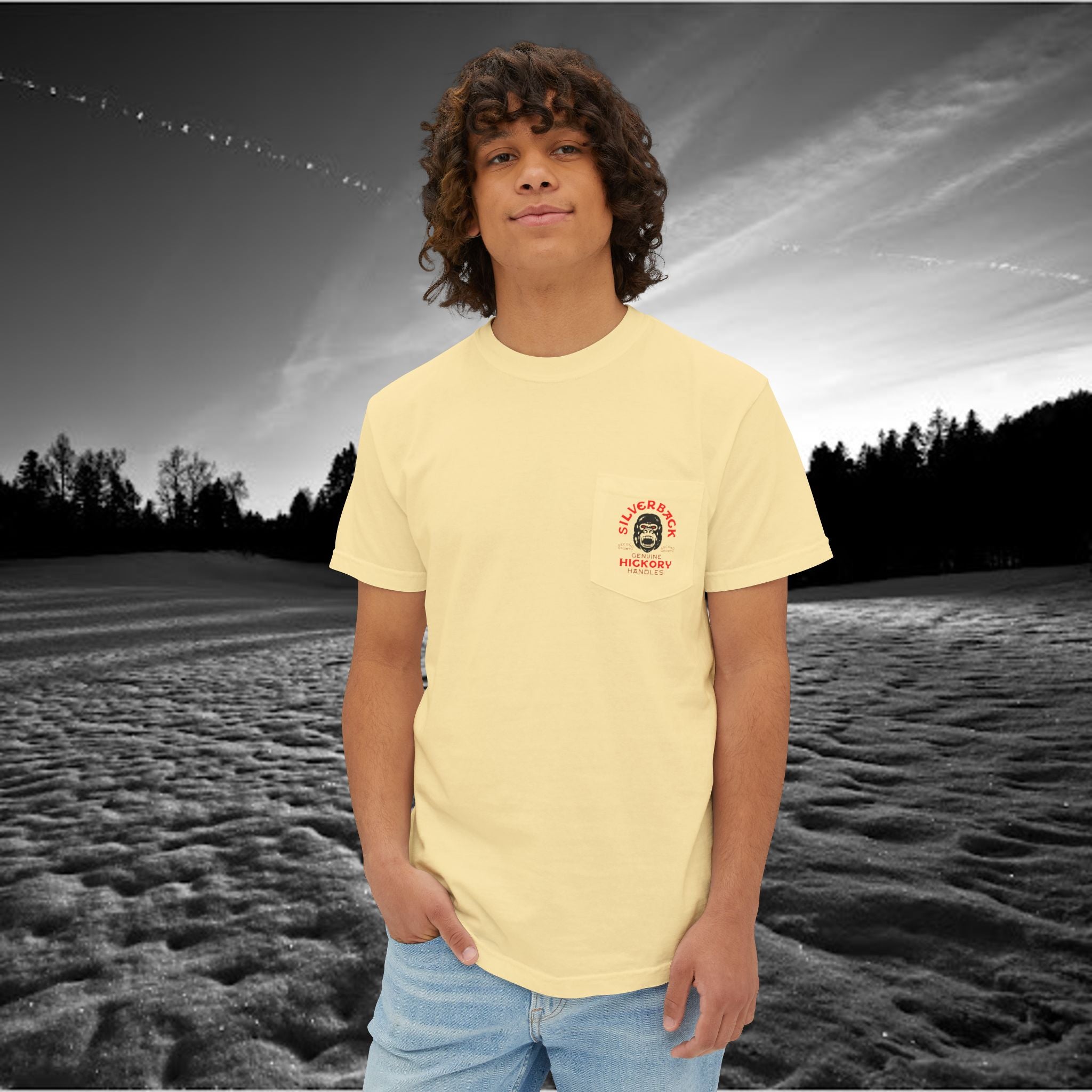 Silverback Axe Handles Unisex Pocket T-Shirt - Premium Garment-Dyed Tee