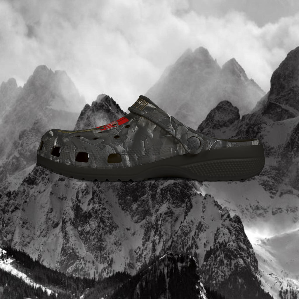 Warped Logo Leaf Pattern Foam Rubber Shoes