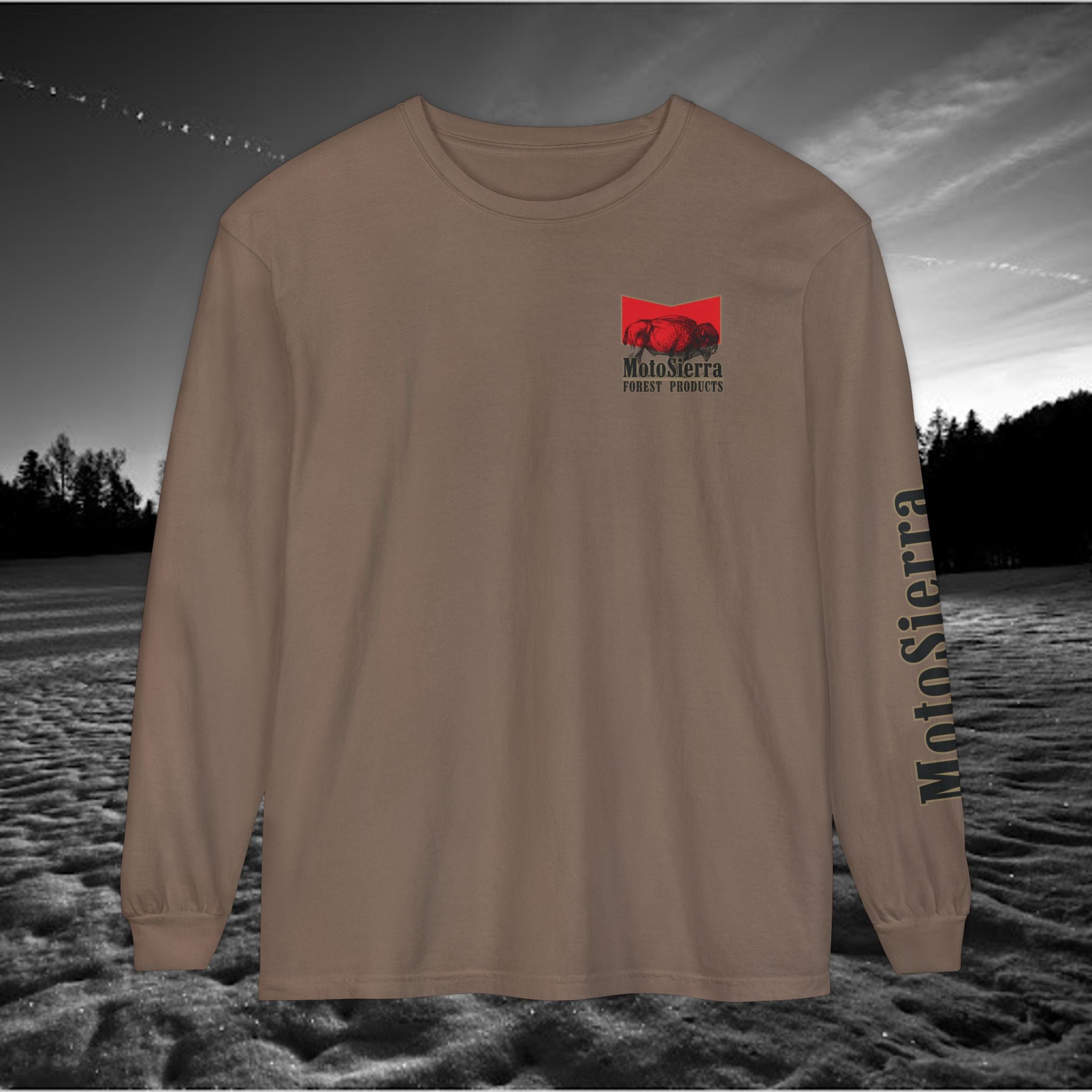 MotoSierra Forest Products Long Sleeve T-Shirt | Unisex Outdoor Apparel