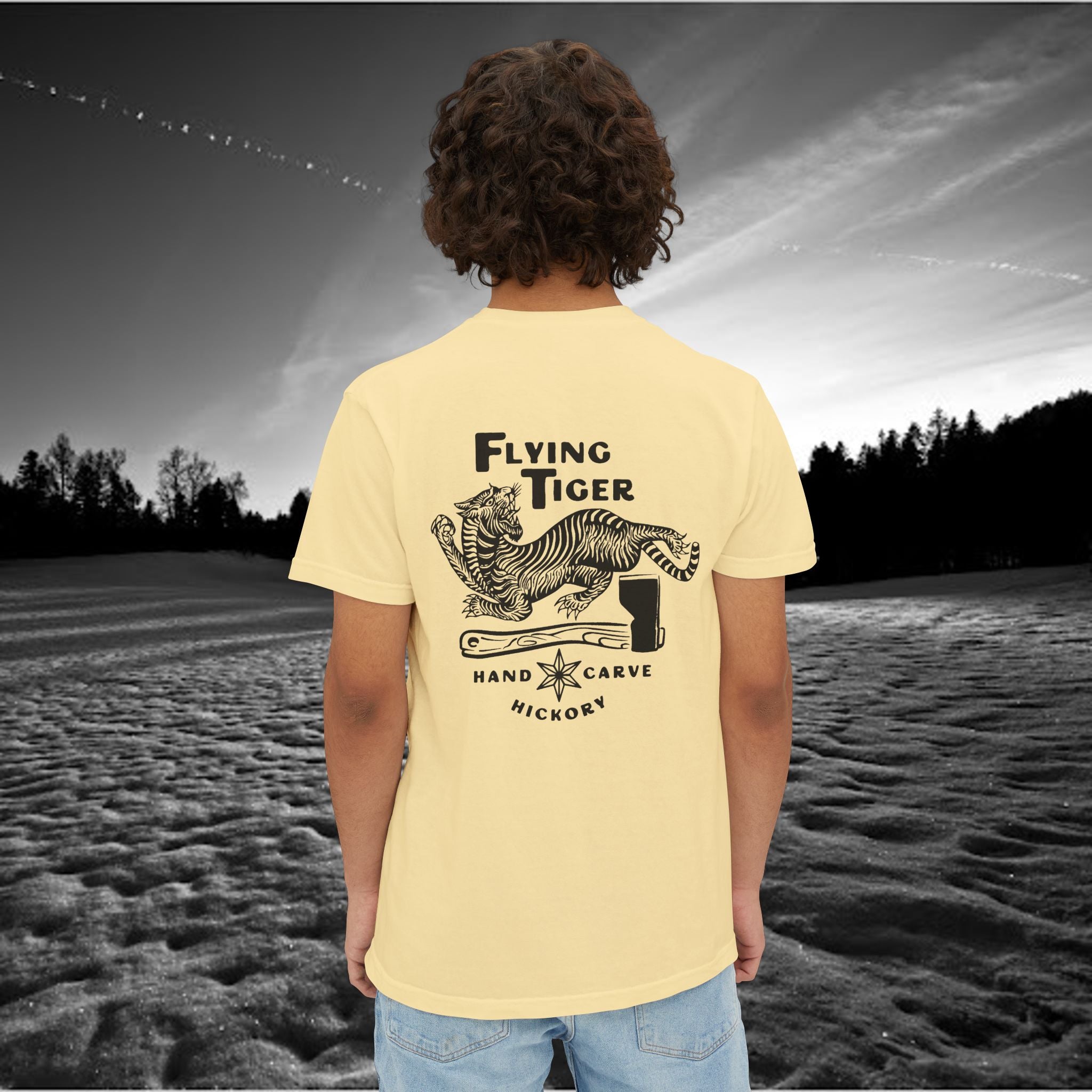 Flying Tiger Axe Handles Unisex Garment-Dyed Pocket T-Shirt
