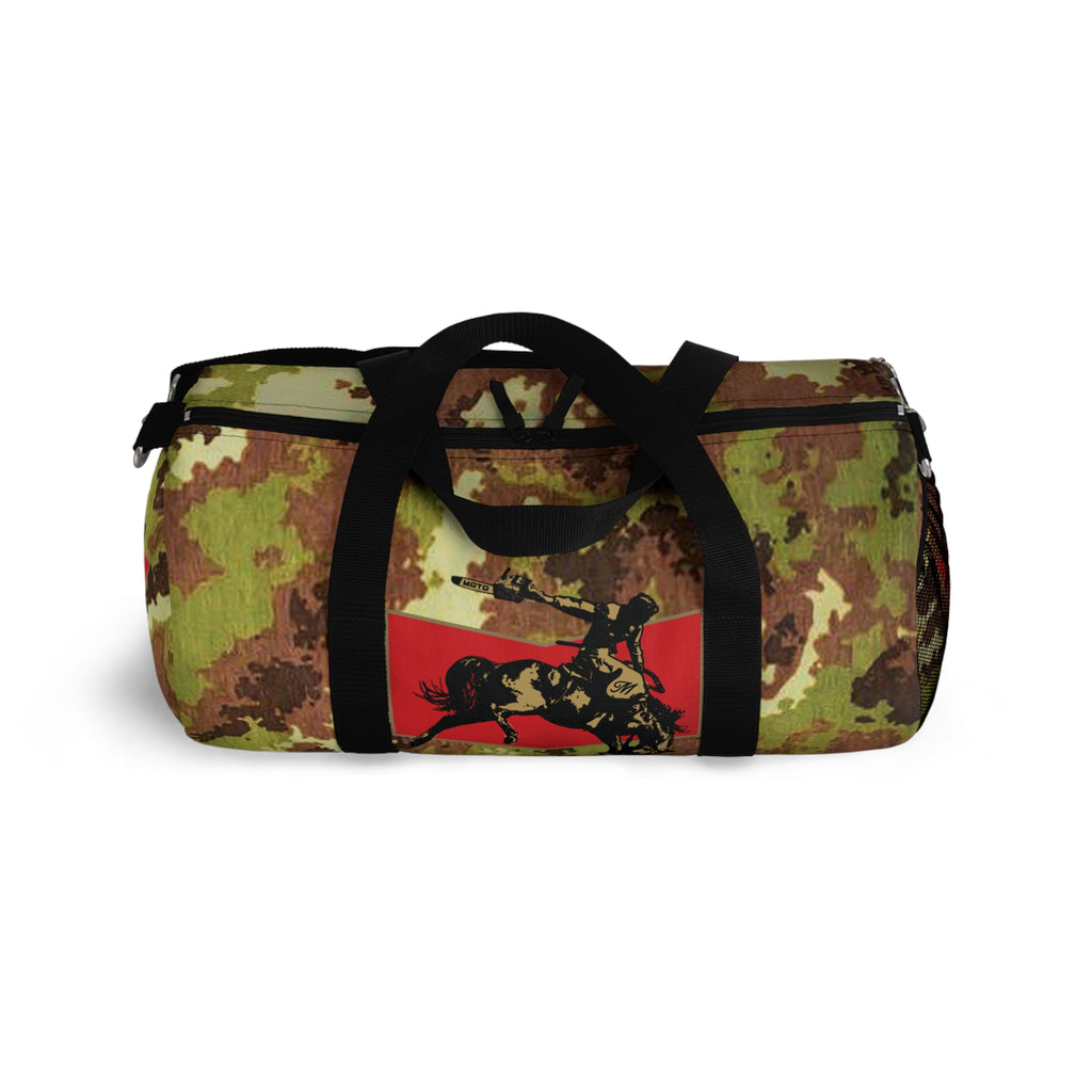 Mimetico Pattern Cowboy Logo Motosierra Adventure Duffel Bag - Perfect for Gym, Travel, Outdoor Activities, Gifts