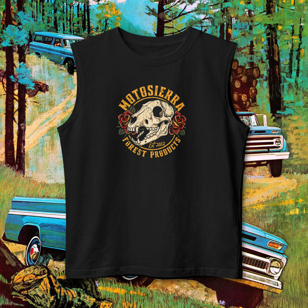Bear Skull Distressed Logo Unisex Jersey Muscle Tank