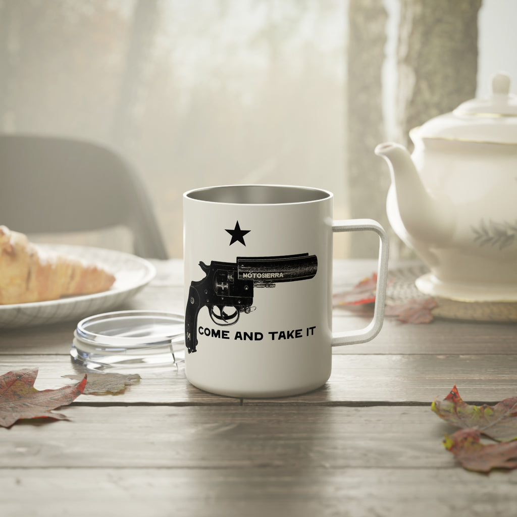 Come and Take It Very Pistol Insulated Travel Mug, Camping Coffee Cup