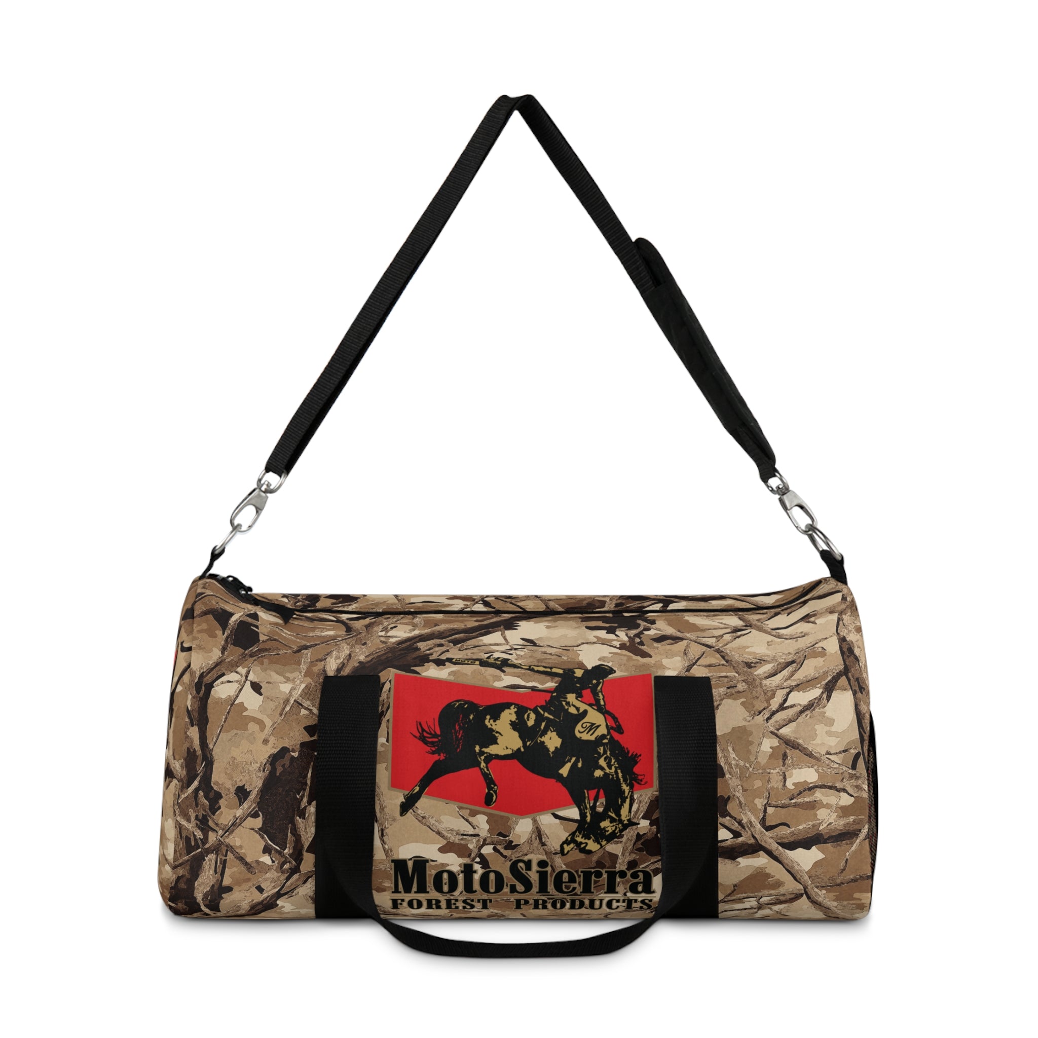 Desert Pattern Cowboy Logo Motosierra Adventure Duffel Bag - Perfect for Gym, Travel, Outdoor Activities, Gifts
