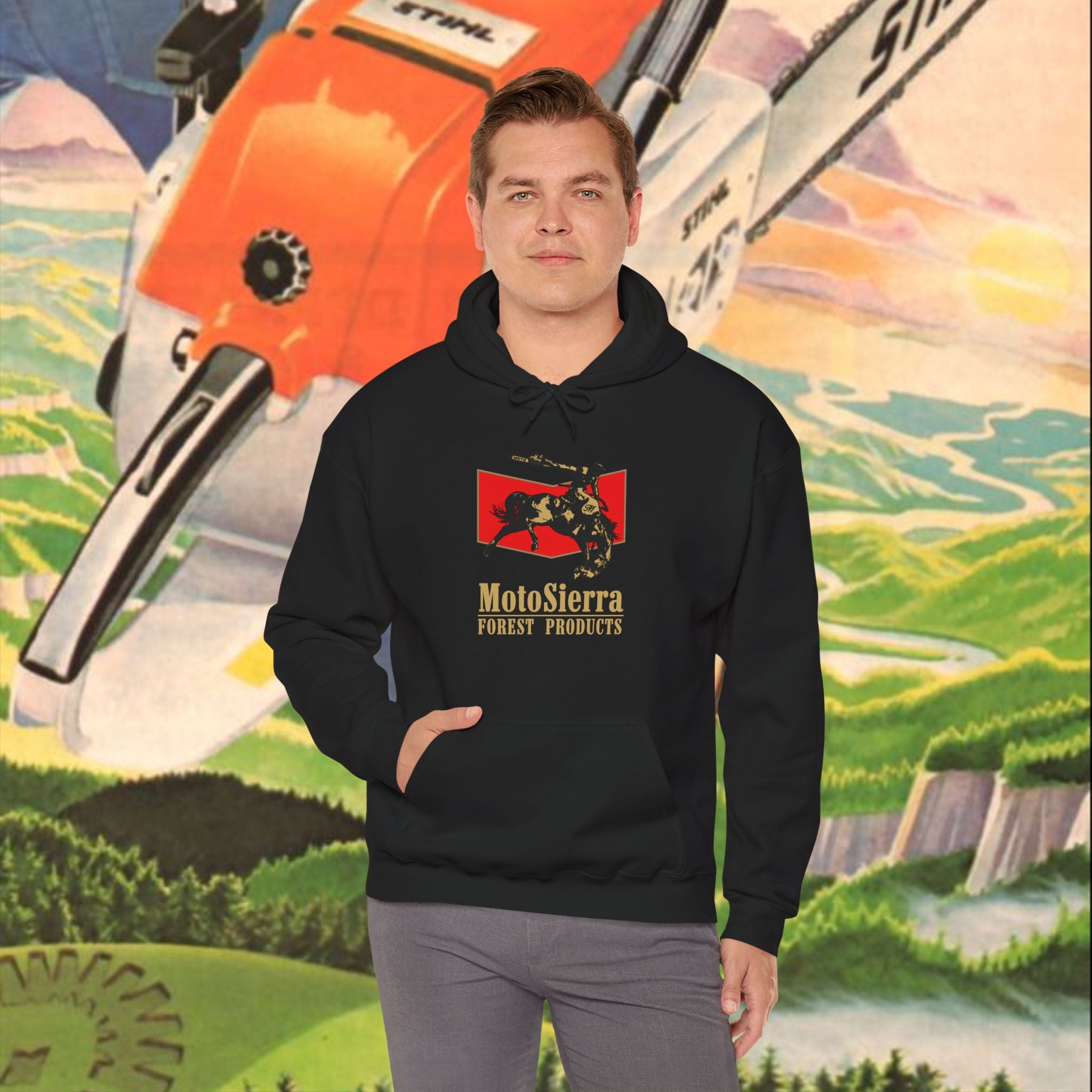 EUROPE ONLY Chevron Cowboy Logo Unisex Heavy Blend™ Hooded Sweatshirt