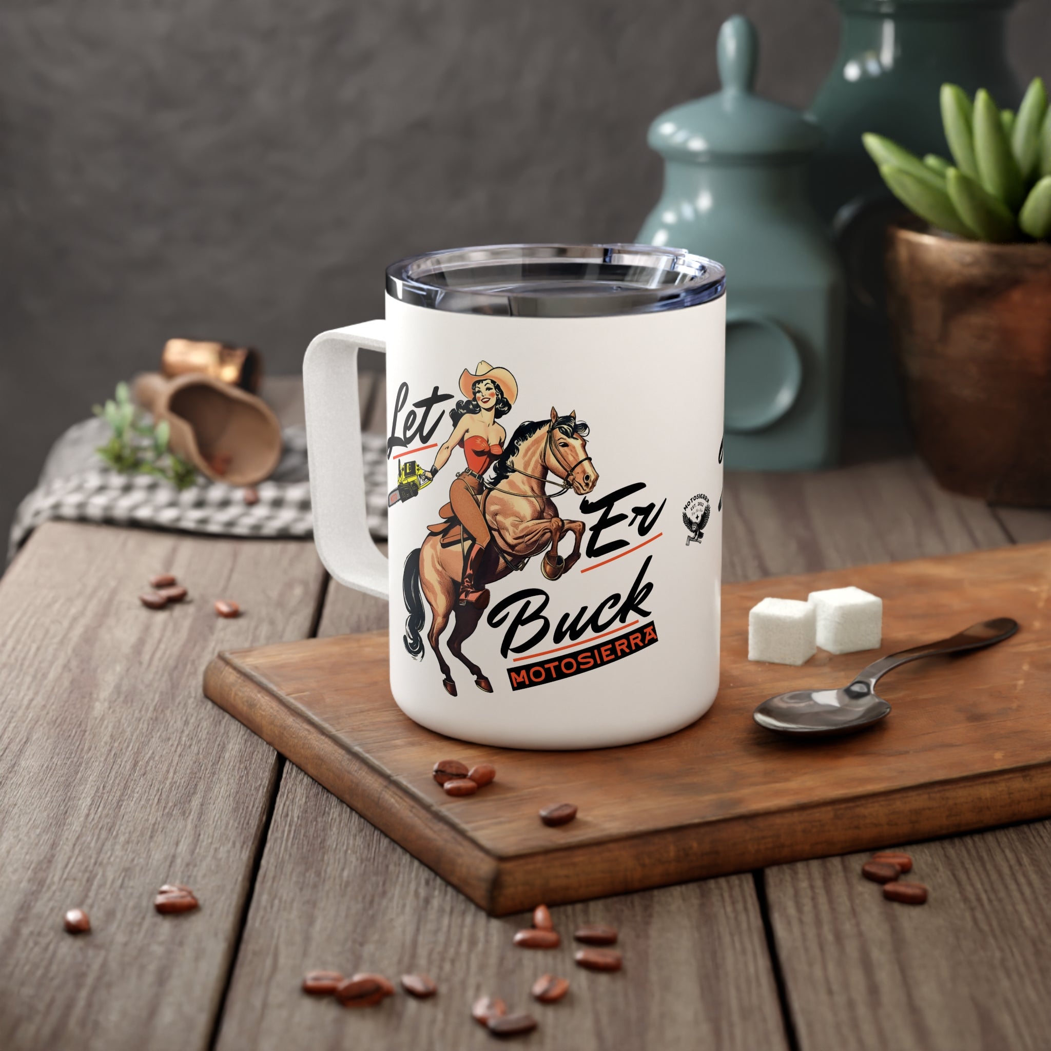 Let 'Er Buck Insulated Coffee Mug, 10oz