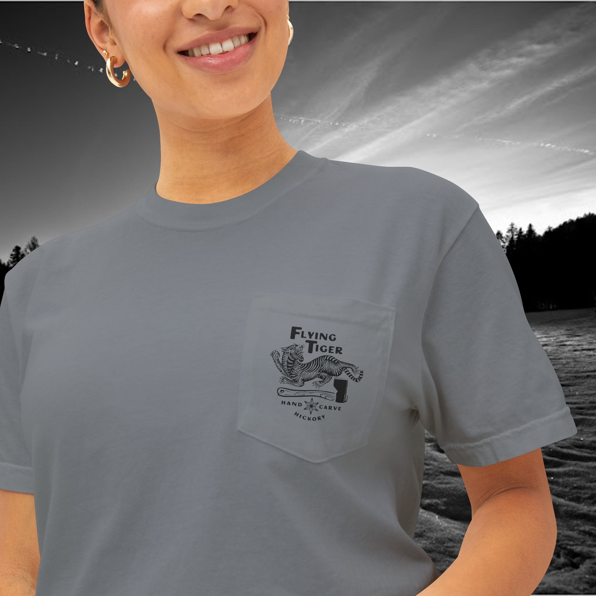 Flying Tiger Axe Handles Unisex Garment-Dyed Pocket T-Shirt