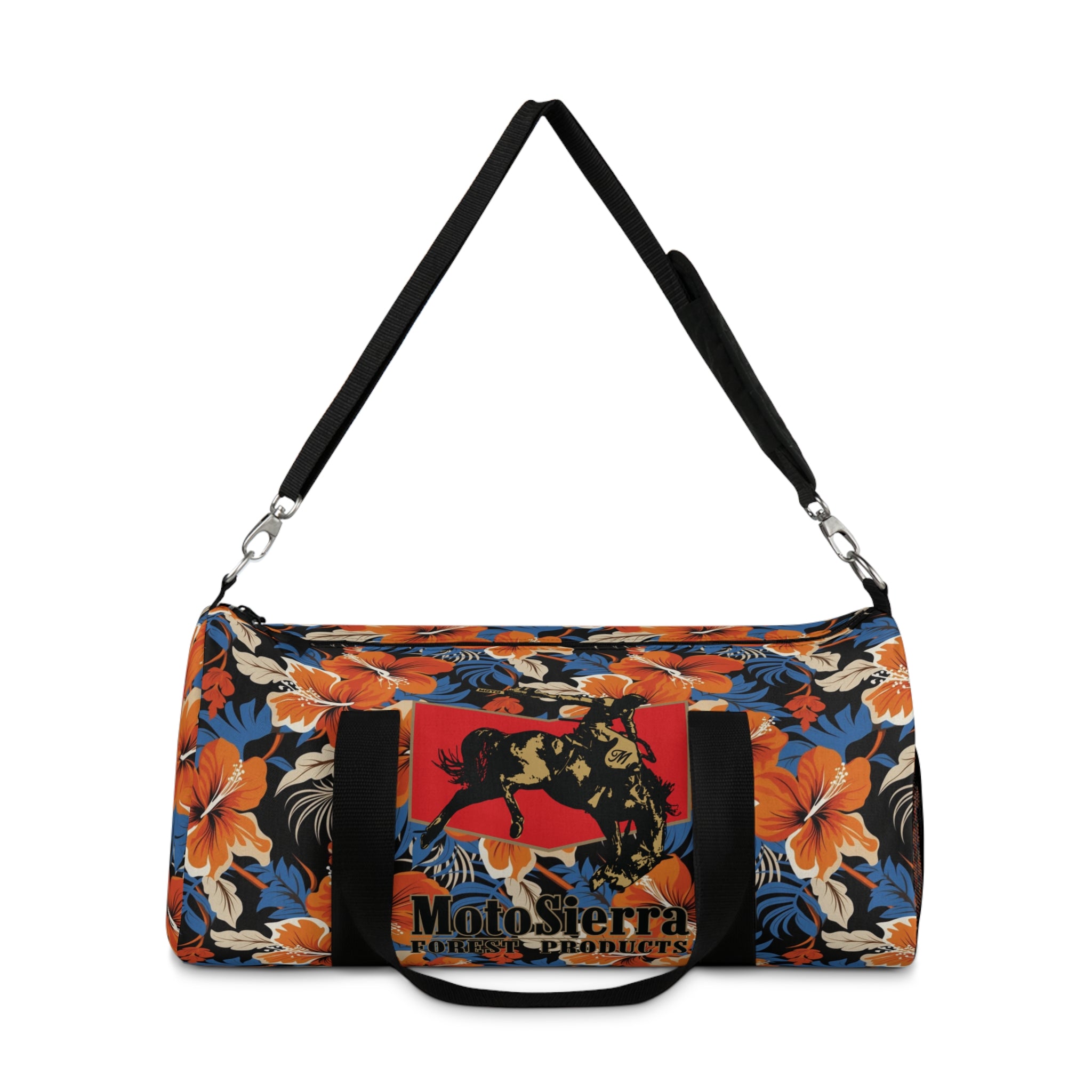Hawaiian Pattern Cowboy Logo Motosierra Adventure Duffel Bag - Perfect for Gym, Travel, Outdoor Activities, Gifts