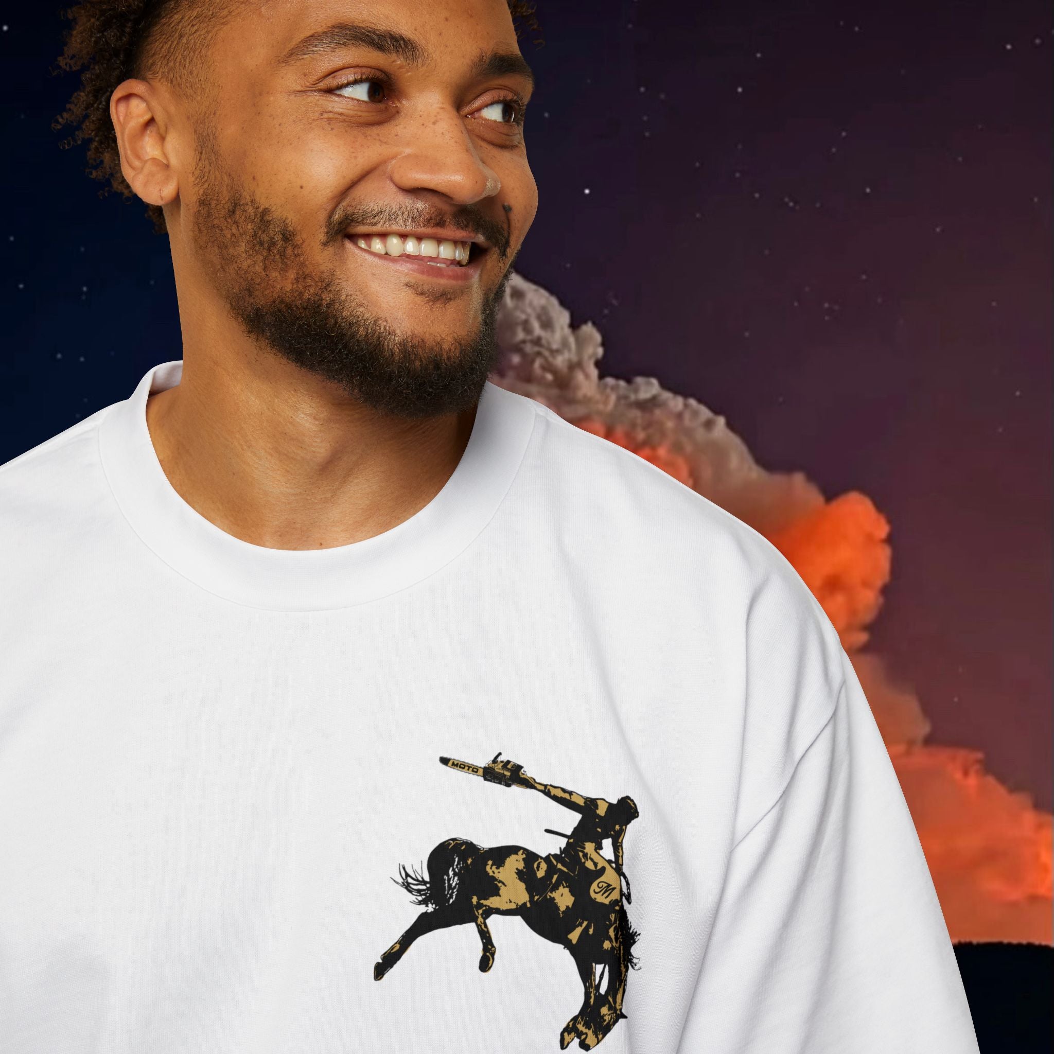 U.S. Shipping Cowboy Logo Men's Heavy Oversized Tee